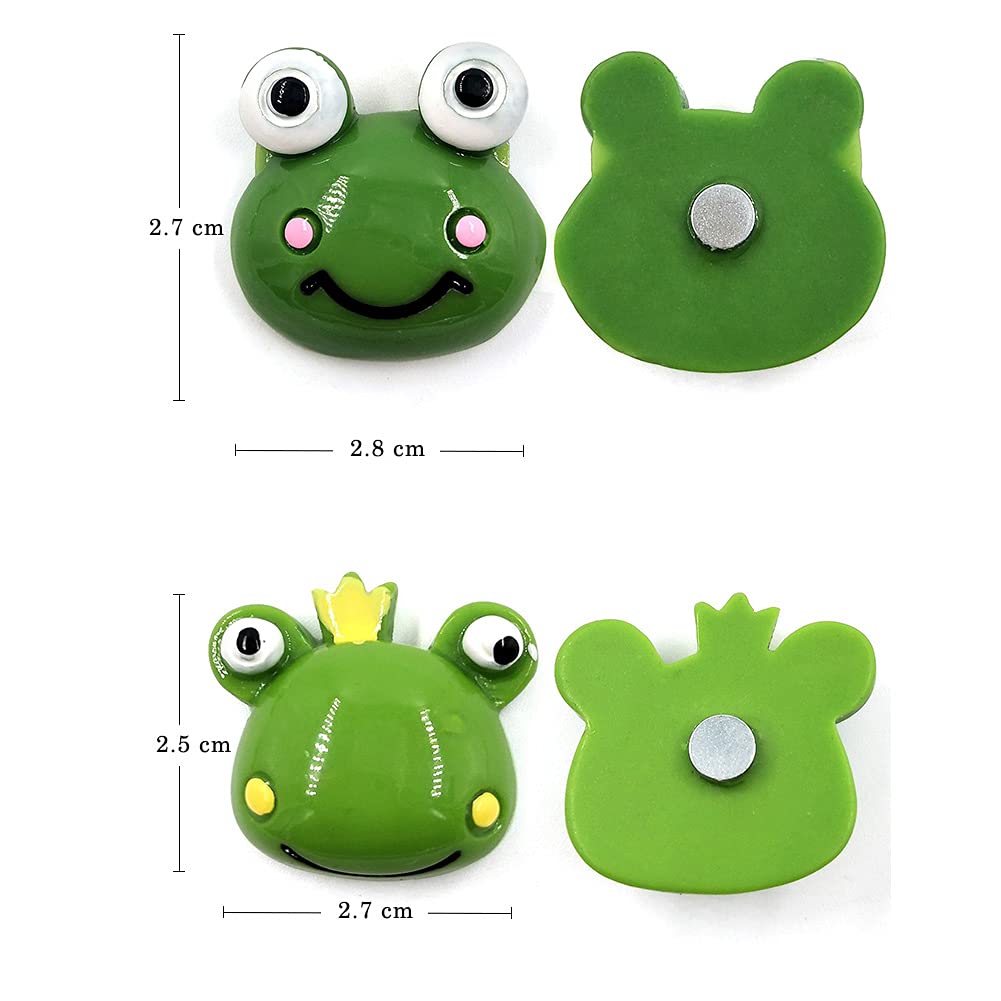 6-Piece Green Frog Fridge Magnets Set - Cute Refrigerator Decor & Magnetic Memo Holders for Kitchen, Office, Dorm - Small Home Accessories for Organizing Notes & Photos
