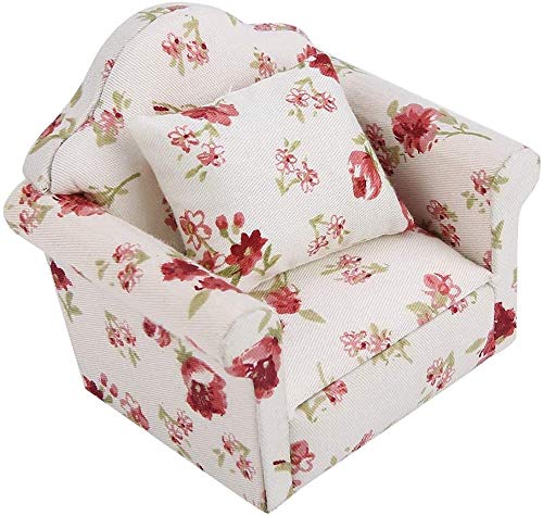 Handmade 1/12 Scale Miniature Dollhouse Furniture - Birch Wood & Fabric Sofa Set with Back Cushions for Realistic Dollhouse Decor | Perfect for DIY Miniature Scenes, Dollhouse Displays & Collectors