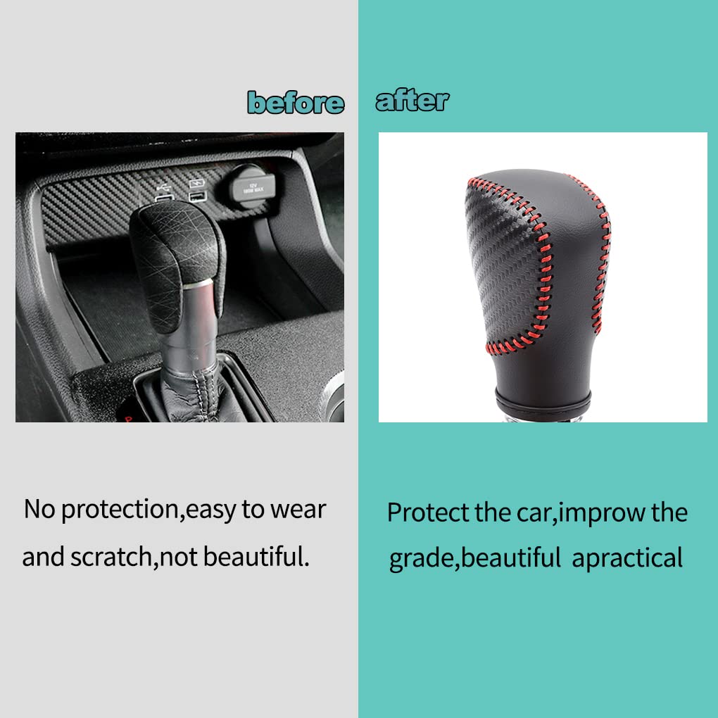 Premium Genuine Leather Gear Shift Knob Cover - Universal Fit for Honda Accord 10th Gen (2018-2022), Civic (2022-2025), CR-V (2023-2025), HR-V (2023-2025) - Anti-Slip Car Interior Accessory for Comfortable Driving & Stylish Upgrade