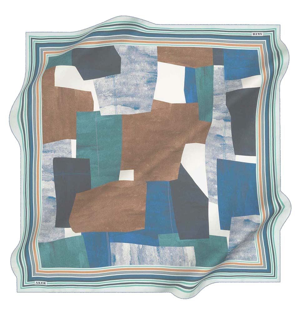 Aker Silk Cotton Patterned Square Scarf #8103 422 - Stylish Fashion Accessory for Women, Perfect for Office, Party, and Everyday Wear
