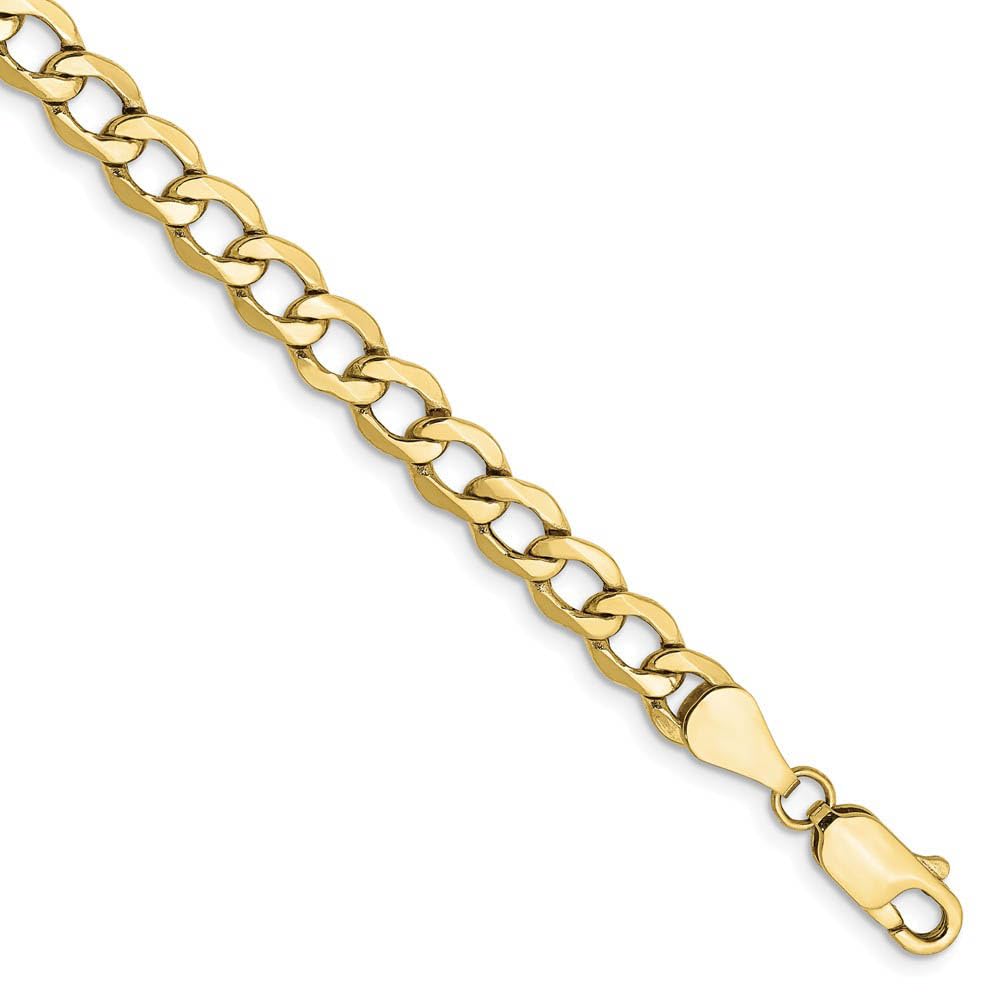 5.25mm 10k Yellow Gold Hollow Curb Chain Bracelet for Women - Elegant Gift