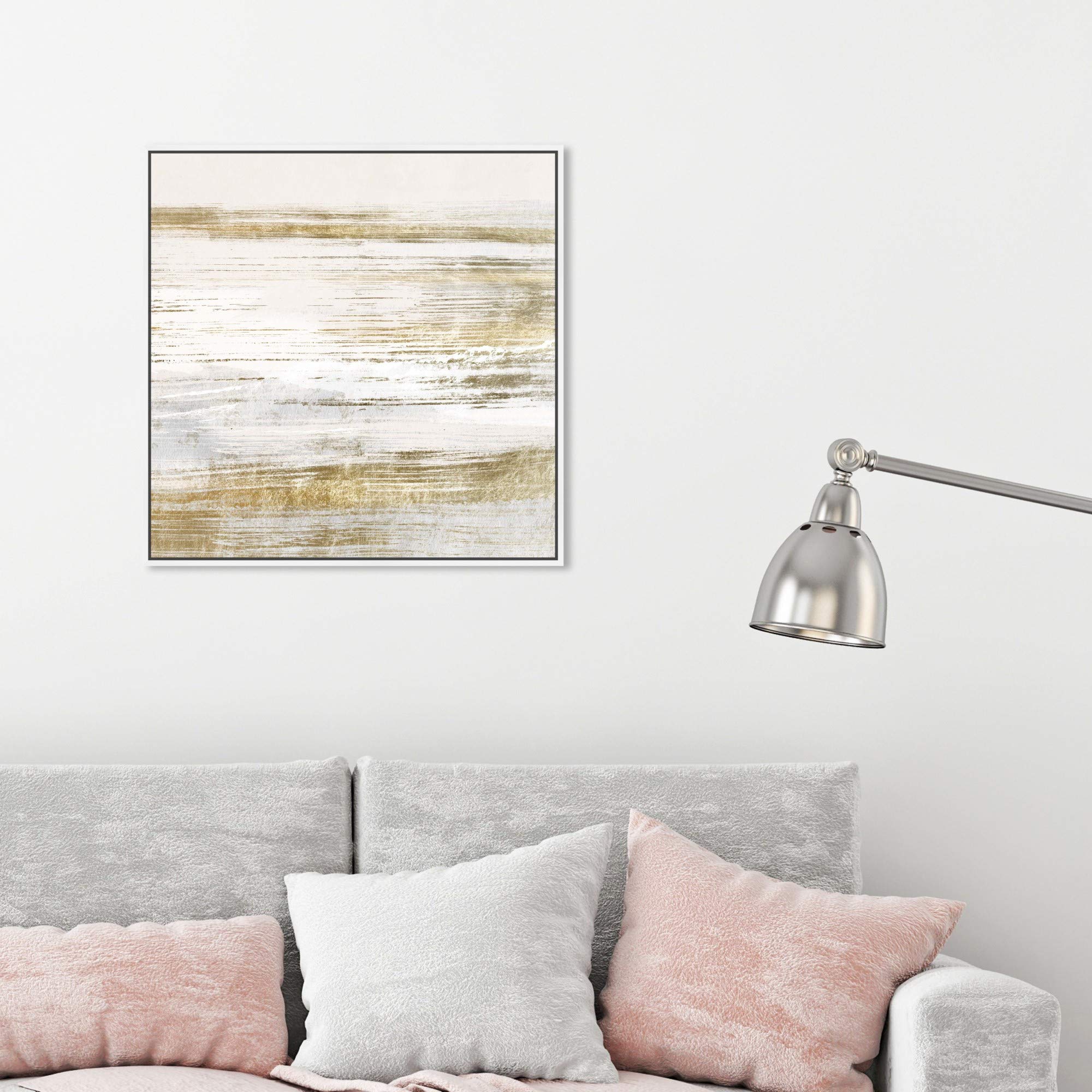 Blush Romance Gold Abstract Wall Art Canvas Print - 24x24 Inch White Framed Home Decor by Oliver Gal Artist Co. | Perfect for Living Room, Bedroom & Office Decoration