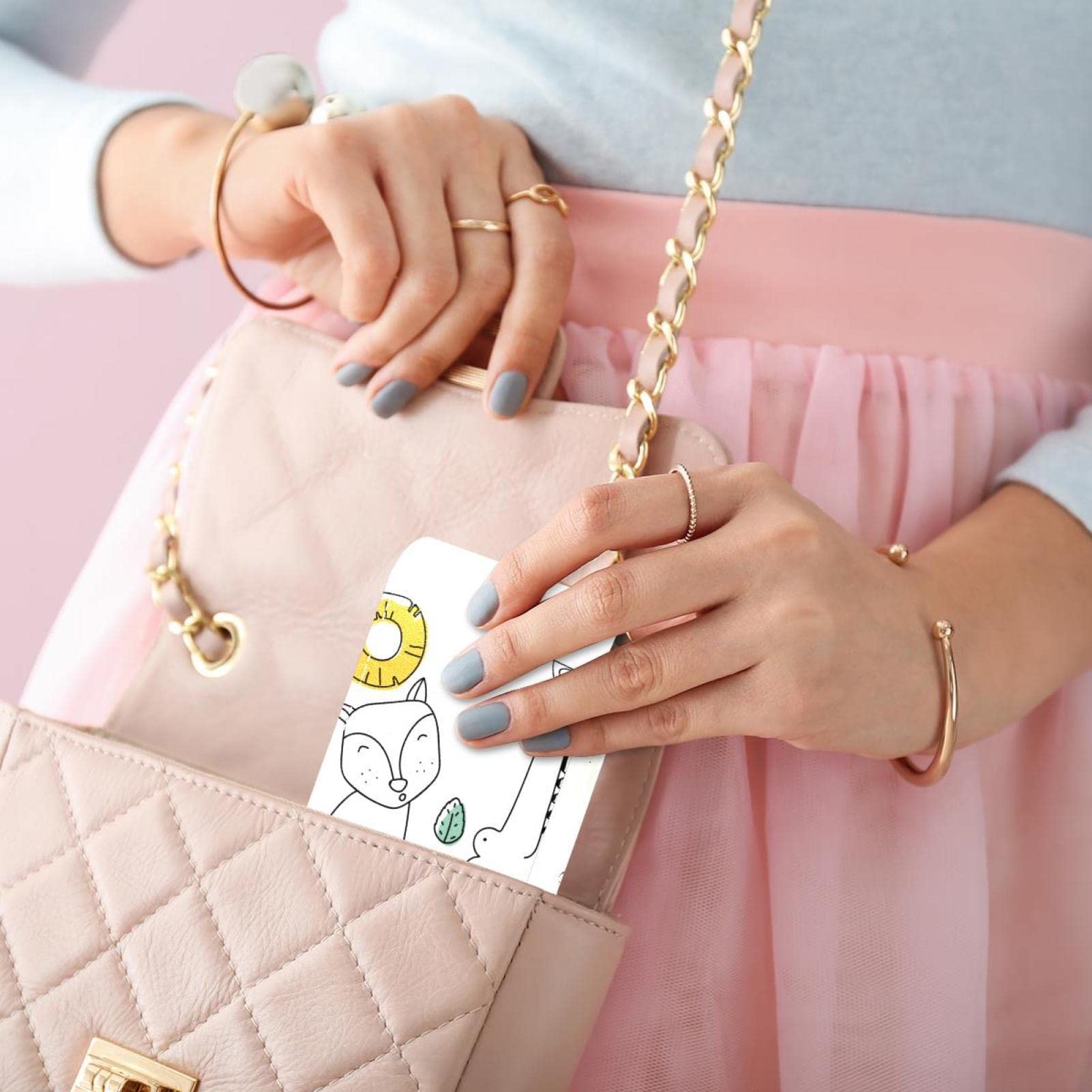 Personalized Lipstick Case - Portable Makeup Bag & Cosmetic Pouch Organizer with Hand-Drawn Cartoon Animals | Perfect for Travel, Daily Use & Gift Giving