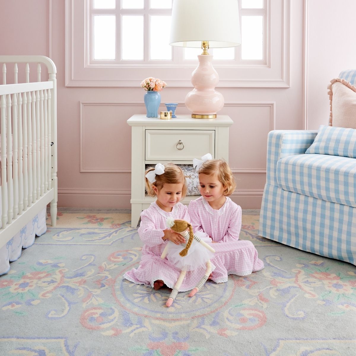 Powder Blue Gardenia Rug - Soft Floral Area Rug for Living Room, Bedroom & Nursery - Home Decor & Cozy Floor Mat