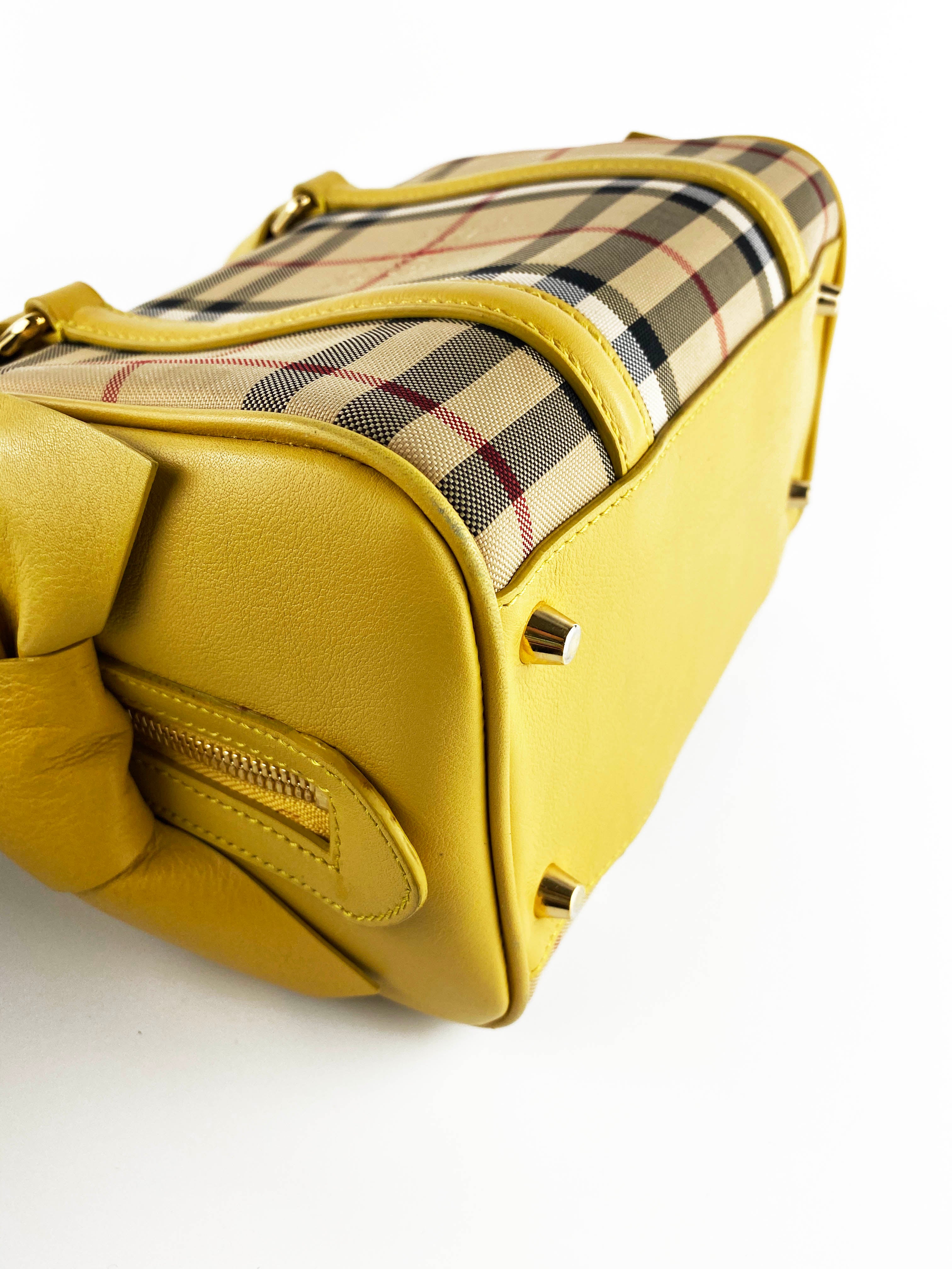 Burberry Horseferry Yellow Check Mini Bee Bow Crossbody Bag - Elegant Women's Handbag for Date Night & Special Occasions