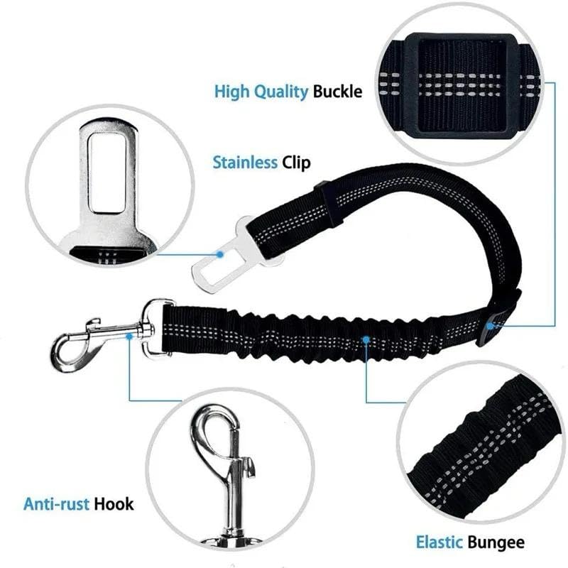 TAHAA 2 Pack Adjustable Dog Seat Belts for Cars - Safety Harness Clip with Elastic Bungee Buffer - Travel Pet Car Accessories for Small Medium Large Dogs | Perfect for Road Trips, Vet Visits & Daily Commutes