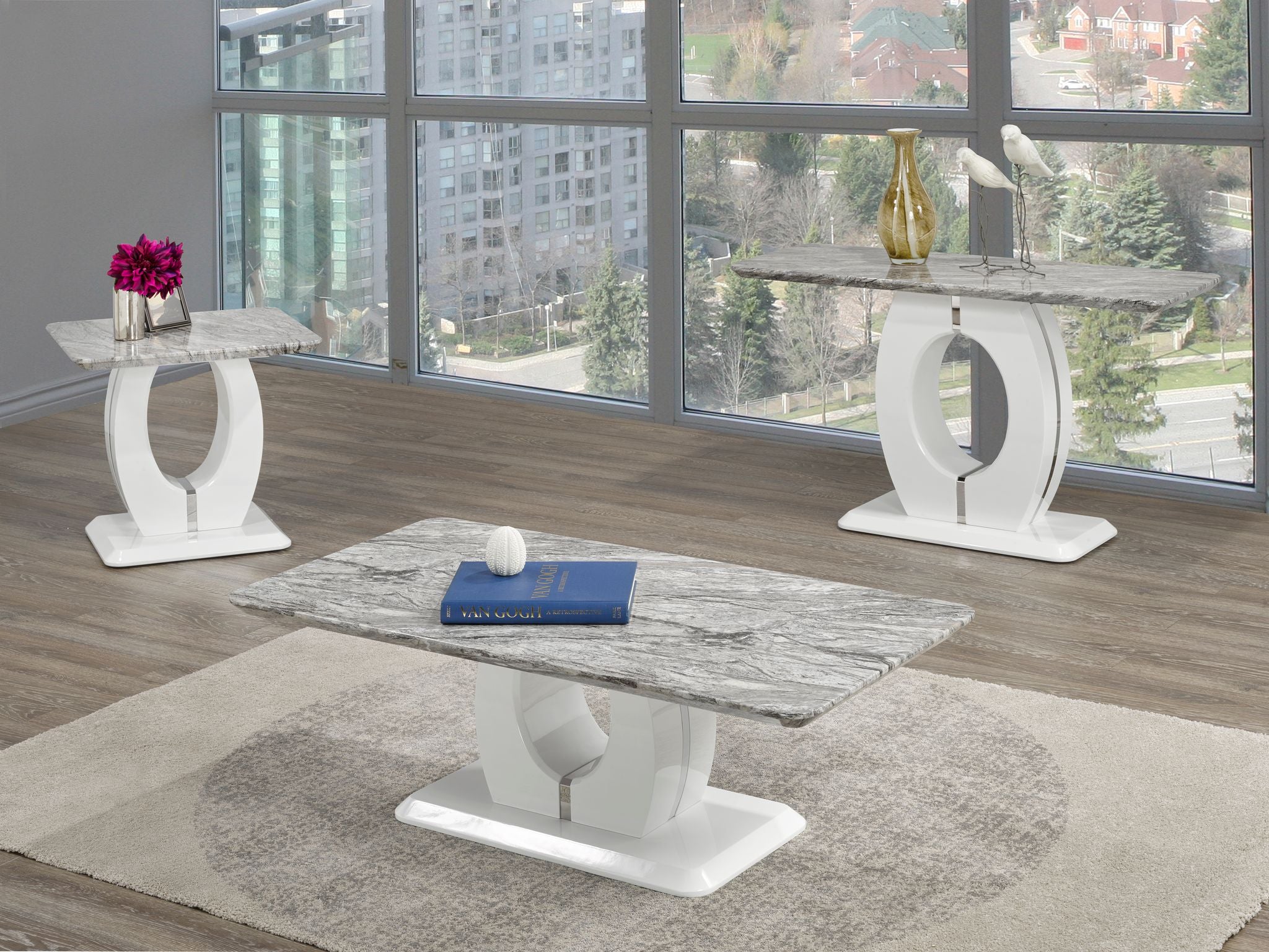 Modern Coffee Table - White & Grey Finish - Perfect for Living Room, Office, or Lounge Area