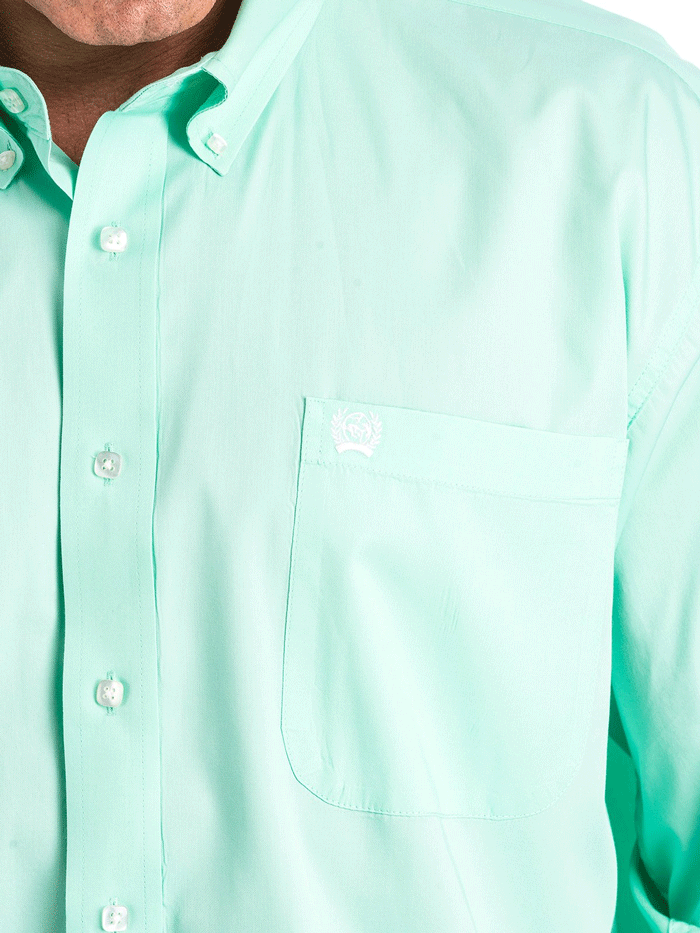 Men's Long Sleeve Western Shirt - Solid Mint Green Button Down Cowboy Shirt for Rodeo, Country Music Festivals & Casual Wear | Cinch MTW1104237