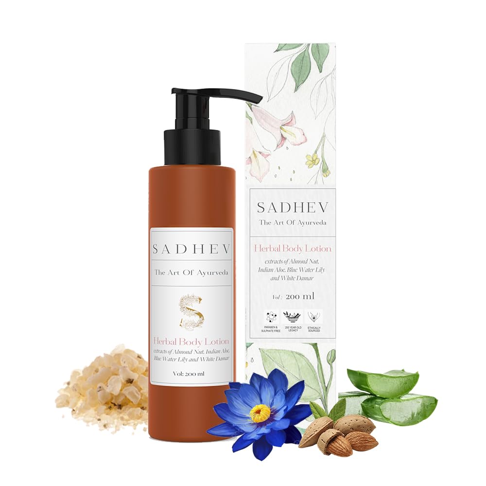 Sadhev Herbal Body Lotion - 200ml | Natural Moisturizing Cream for Dry Skin | Perfect for Daily Hydration & Relaxation After Shower