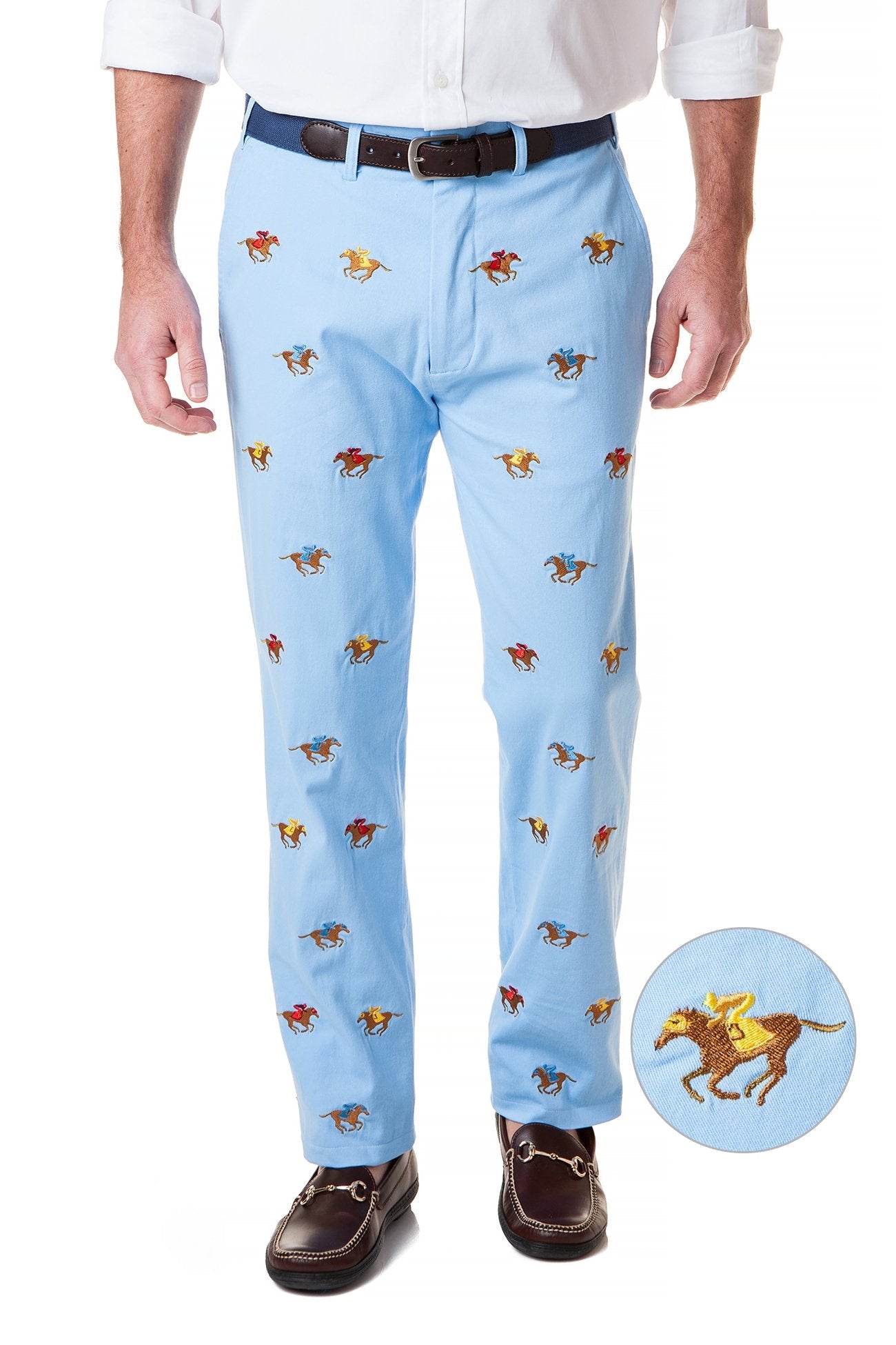 Stretch Twill Harbor Pants with Racing Horses Design - Comfortable Casual Pants for Women | Perfect for Work, Travel & Everyday Wear