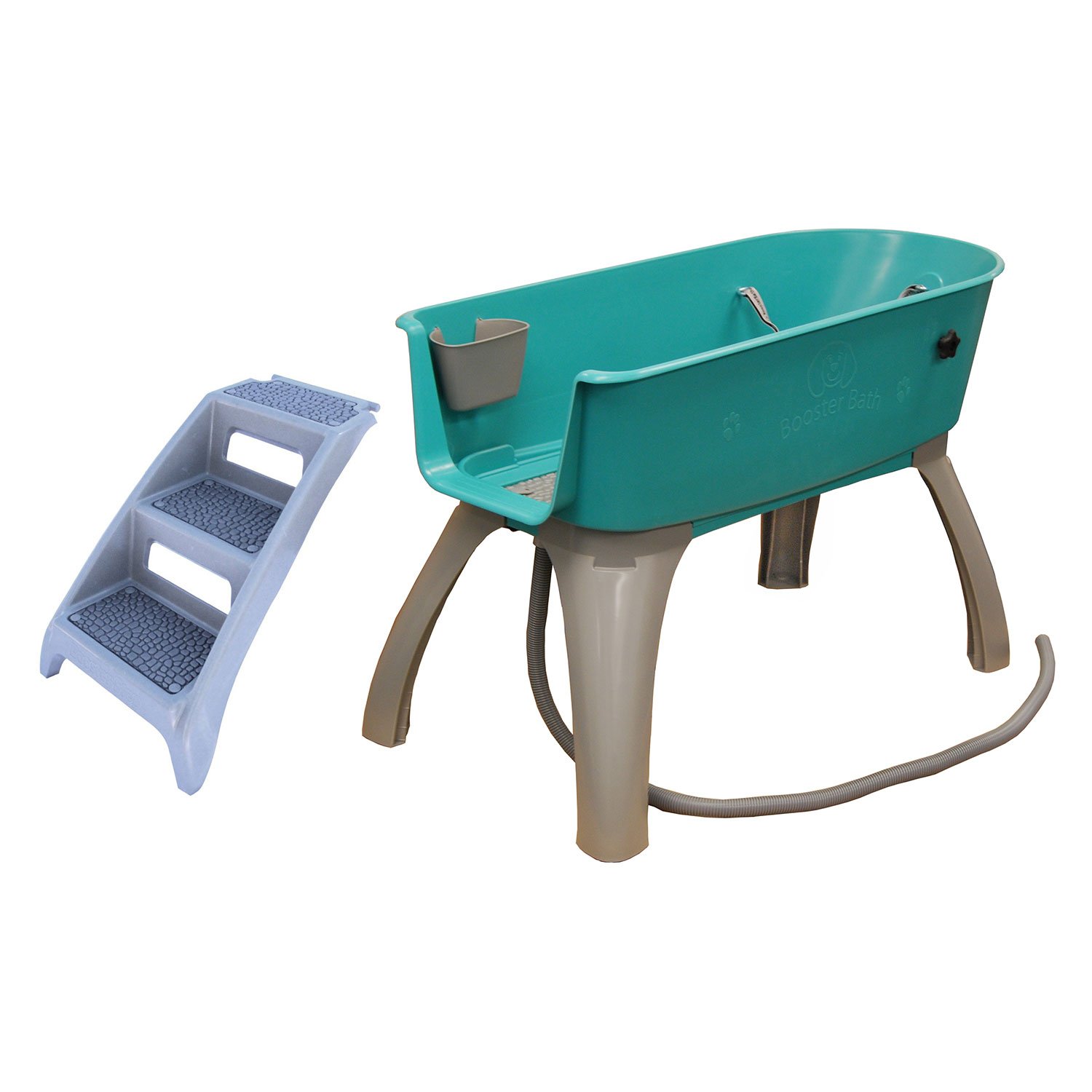Booster Bath Elevated Pet Bathing Tub X-Large with Step Combo for Dogs & Cats - Teal Color (Model BB-XL-Step) - Perfect for Indoor/Outdoor Dog Washing & Grooming