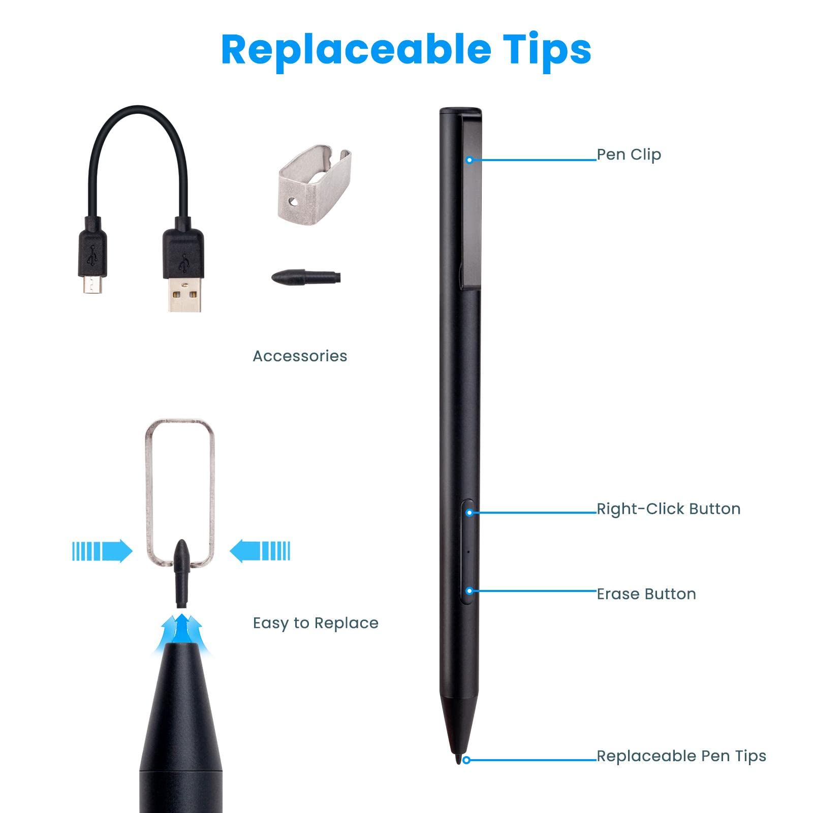 BoxWave Active Stylus Pen for Acer Spin 5 (SP513-53N) - Ultra Fine Tip Digital Pen with Palm Rejection | Perfect for Note-Taking, Drawing & Precise Touchscreen Control