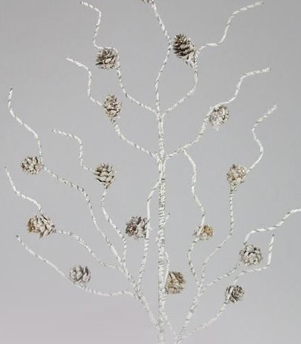 31 Glittered Pine Cone Birch Spray - Christmas Tree Decorations, Holiday Wreath Accents, Winter Wedding Centerpieces, Festive Home & Party Decor