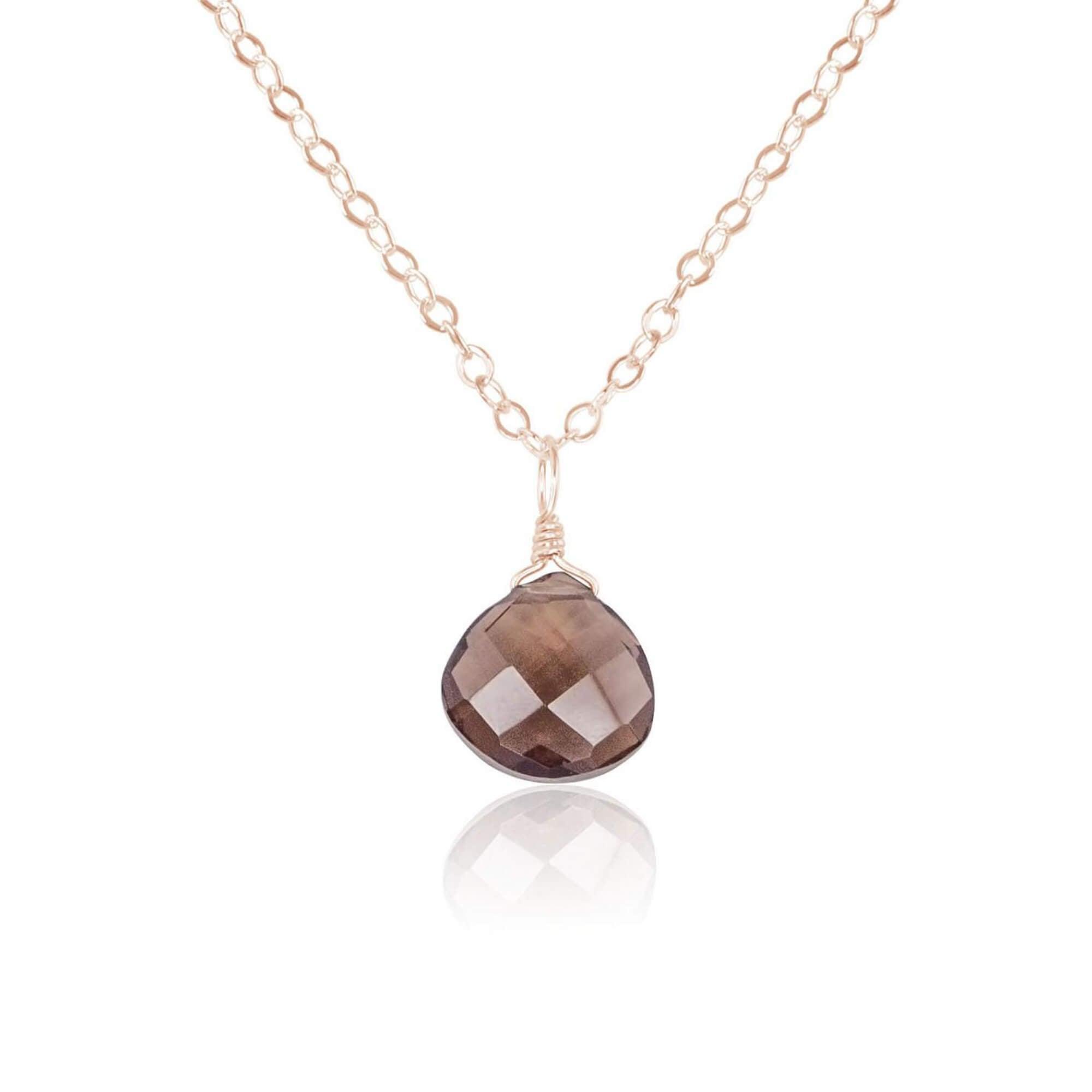 Tiny Smoky Quartz Teardrop Crystal Pendant Necklace - Elegant Healing Stone Jewelry for Women, Perfect for Meditation, Yoga & Spiritual Gifts