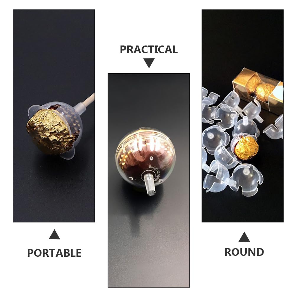 EXCEART 50pcs Clear Plastic Chocolate Ball Holders - Mini Cupcake & Muffin Liners, Truffle Candy Packaging Cases, Flower Support Racks for Wedding, Valentine's Day, Party Dessert Displays