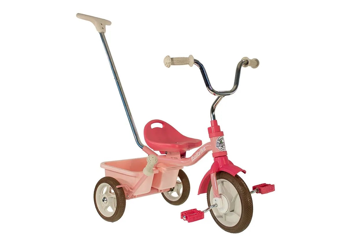 Italtrike® Passenger Tricycle for Kids - 3-Wheel Ride-On Toy with Parent Push Handle - Outdoor & Indoor Toddler Trike for Ages 1-3 Years - Perfect for Park Rides, Backyard Play & Learning Balance