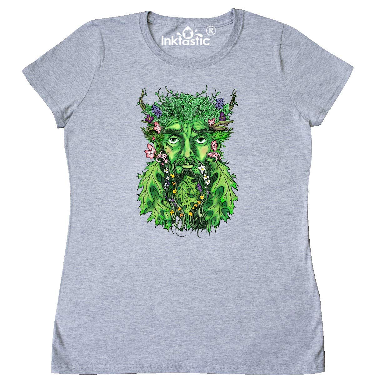 Inktastic 1st Day of Spring Greenman Spring Equinox Women's T-Shirt | Eco-Friendly Graphic Tee for Women | Perfect for Spring Festivals, Earth Day & Nature Lovers