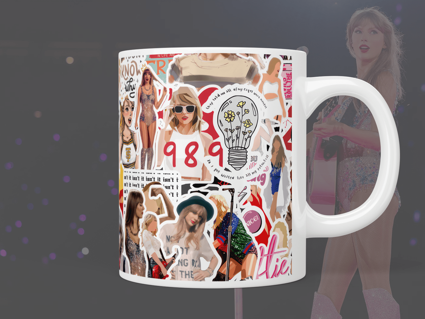 Taylor Swift Stickers Mug - Collectible Music Merchandise for Fans - Perfect for Coffee, Tea & Gifts