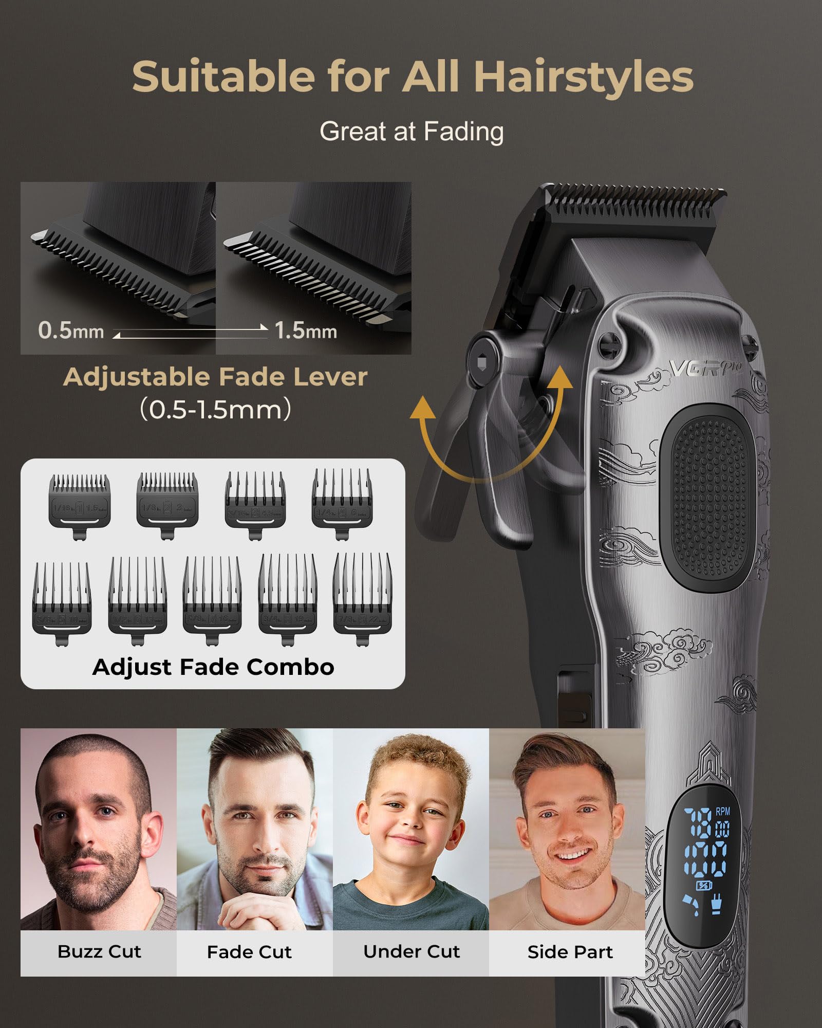 Professional Cordless Hair Clippers for Men - Electric Hair Trimmer & Clipper Set with Travel Case | Perfect for Home Haircuts, Beard Trimming & Grooming (Includes Bonus Accessories)