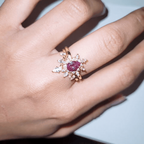 Alice Ring Set with Genuine Alexandrite Gemstone – Elegant Jewelry for Women, Perfect for Weddings, Anniversaries & Special Occasions