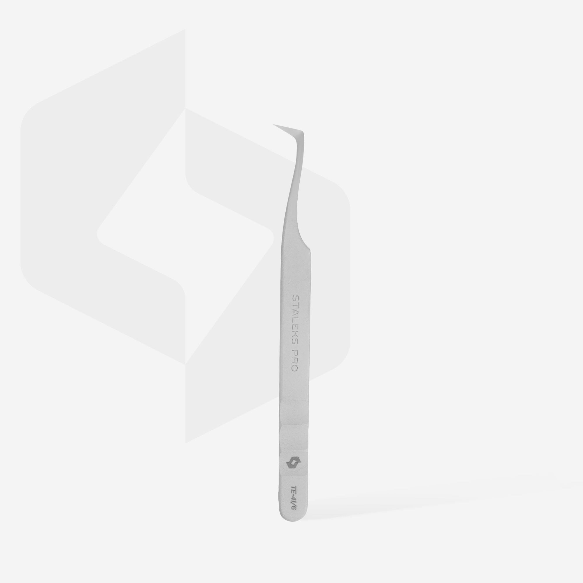 Professional Eyelash Tweezers for Volume Extensions - Staleks EXPERT 41 TYPE 6 Curved Lash Tweezer (75mm) - Perfect for Salon, DIY Lash Extensions & Professional Makeup Artists
