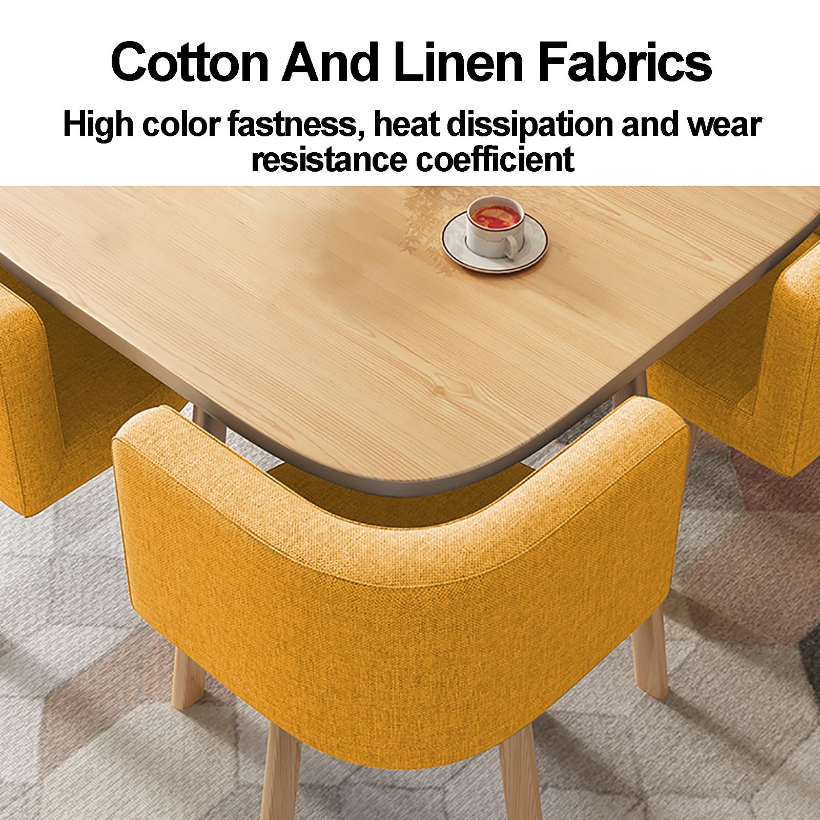 Modern Square Table and Chair Set for 4 - Kitchen, Dining, Reception Desk & Chair Combo - Ideal for Living Room, Office, Restaurant, Cafe, Coffee Shop - Stylish & Functional Design for Home and Commercial Spaces