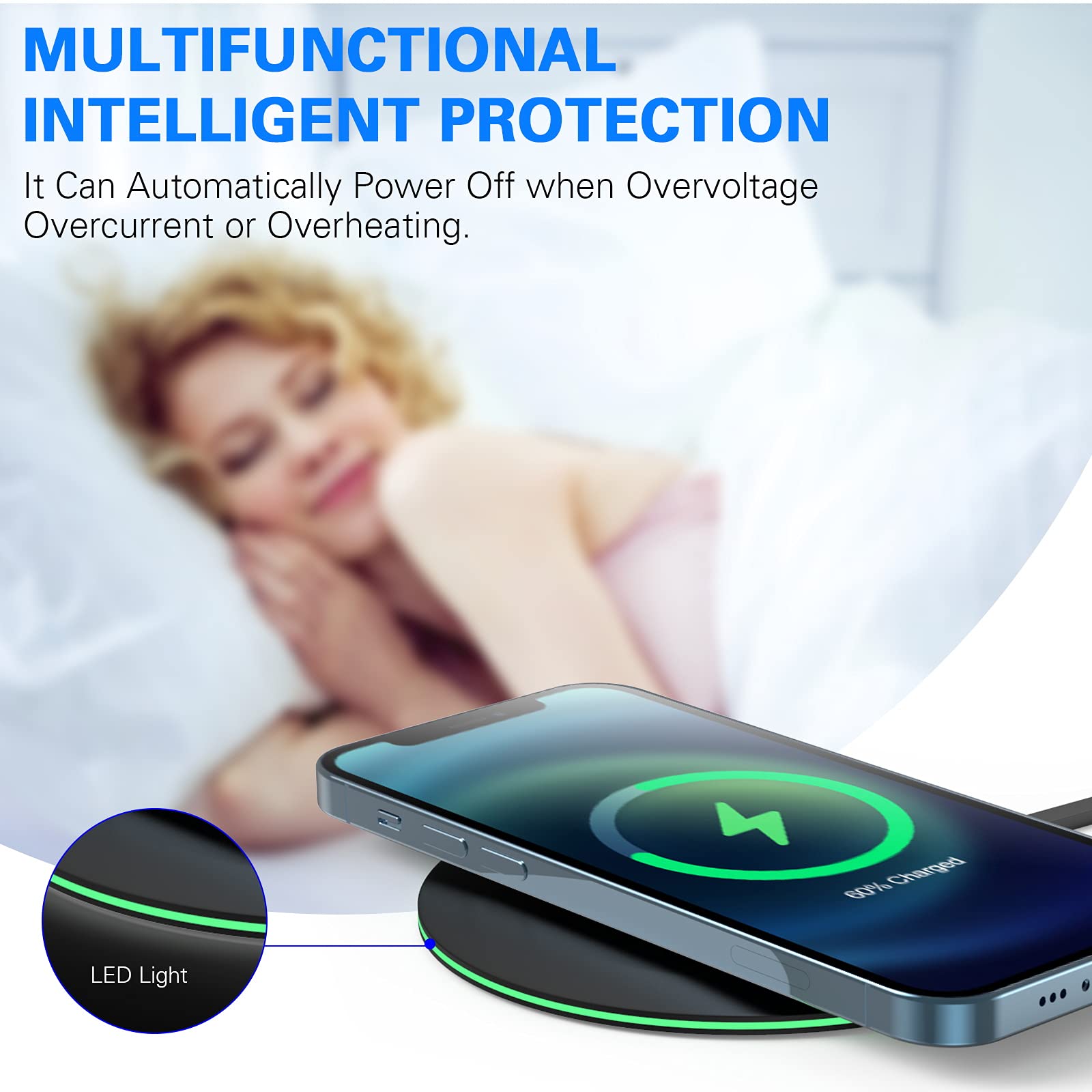 UrbanX 15W Fast Wireless Charger for Samsung Galaxy S8 Plus - Qi Certified, Faster & Stable Charging, Compatible with Most Cases (No AC Adapter Included) - Perfect for Home, Office & Travel Charging