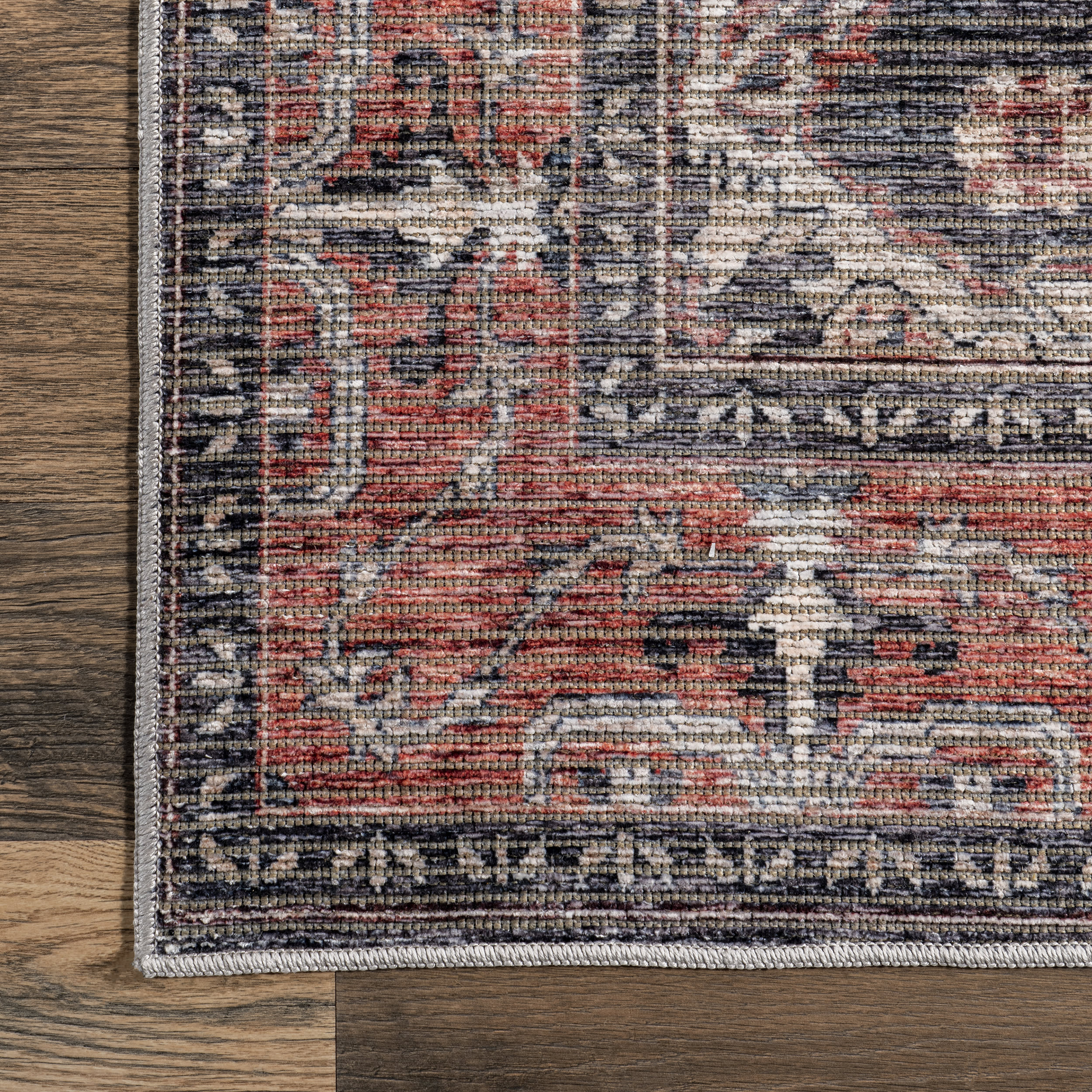Wild Orchid Washable Rug - Charcoal | Non-Slip Indoor/Outdoor Floor Mat for Living Room, Bedroom, Patio