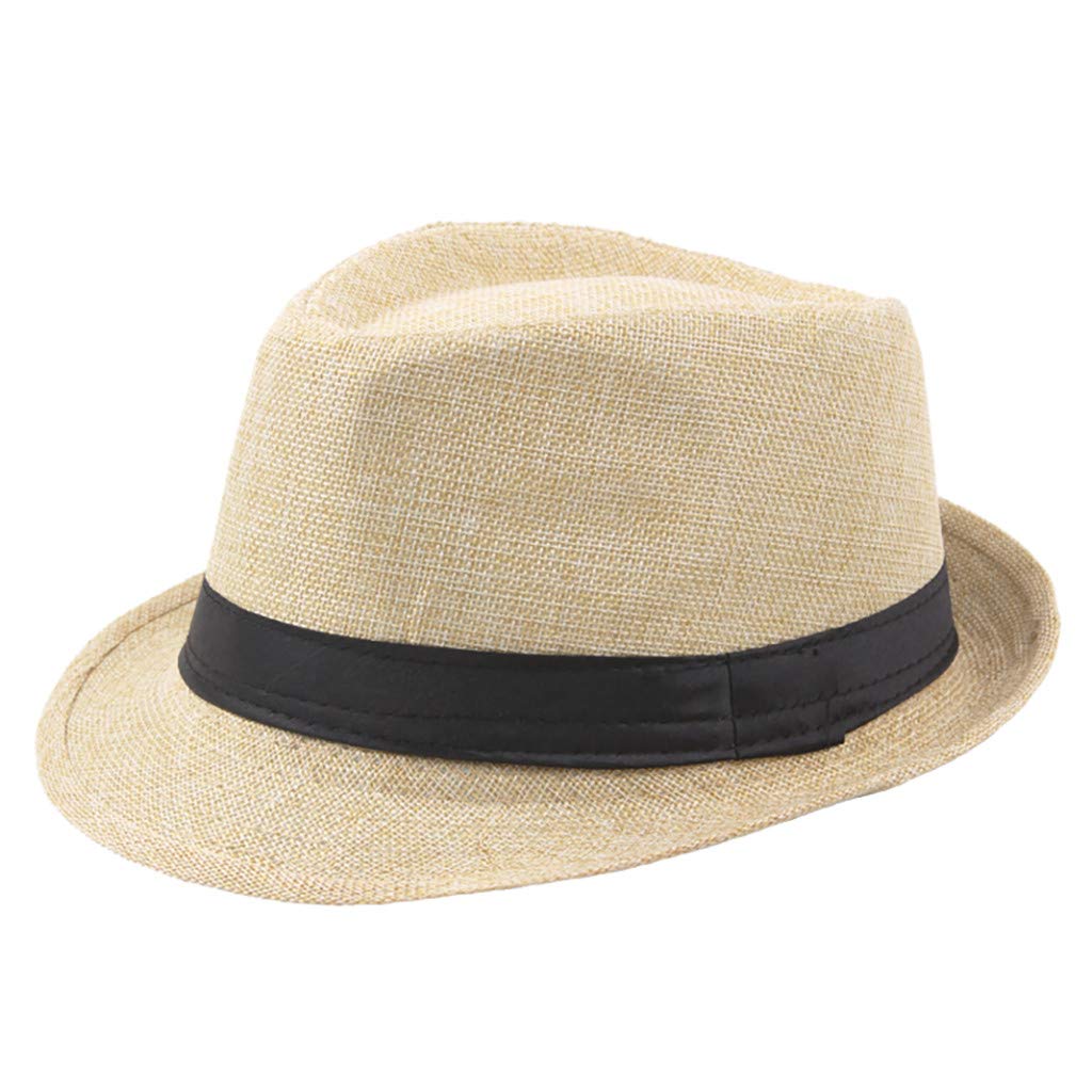 Men's Linen Sun Hat with Short Brim - Breathable Panama Hat for Summer, Outdoor & Beach Sun Protection - Vintage Jazz Style Cap - Perfect for Travel, Gardening, and Casual Wear