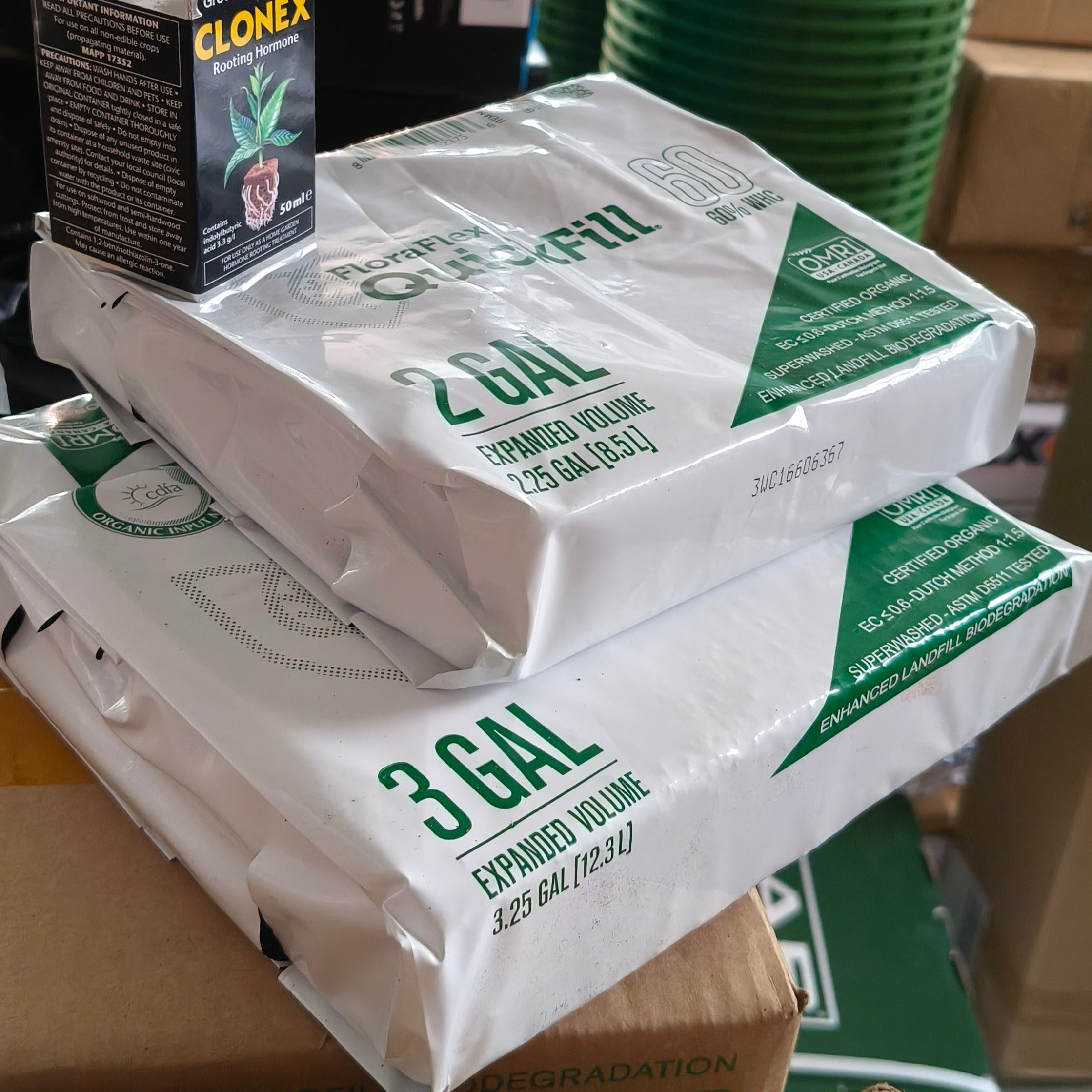 FloraFlex 3 Gallon Quick Fill Grow Bags - White Plastic Plant Pots with 60% Water Holding Capacity for Hydroponics, Indoor Gardening & Greenhouse Use