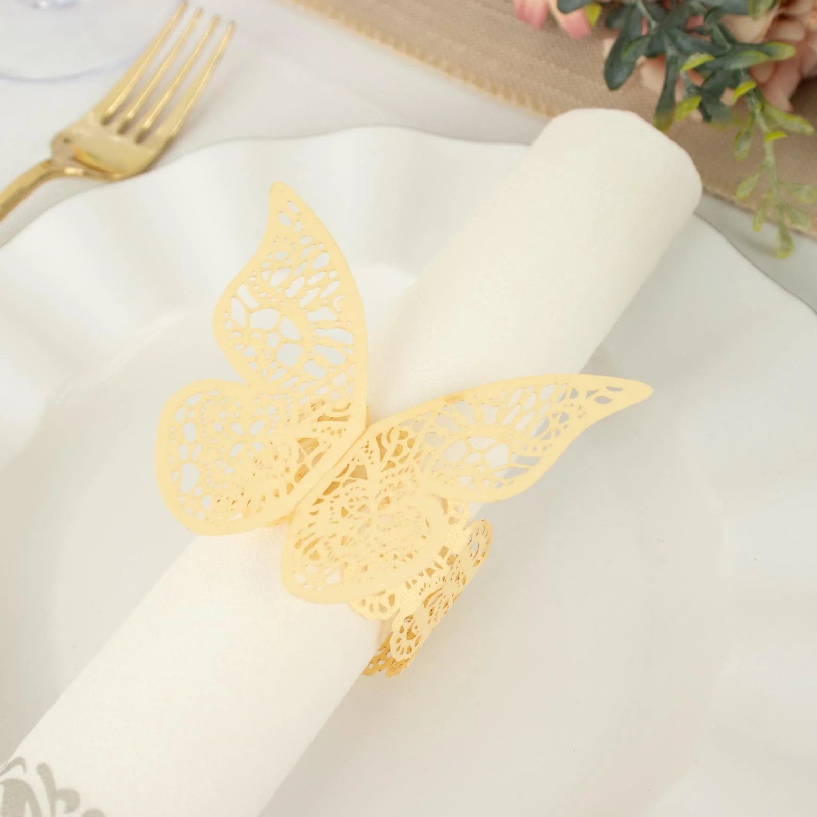 12 Pack Laser Cut 3D Butterfly Napkin Rings for Wedding, Party & Table Decor - Elegant DIY Paper Craft for Dinnerware & Home Decoration