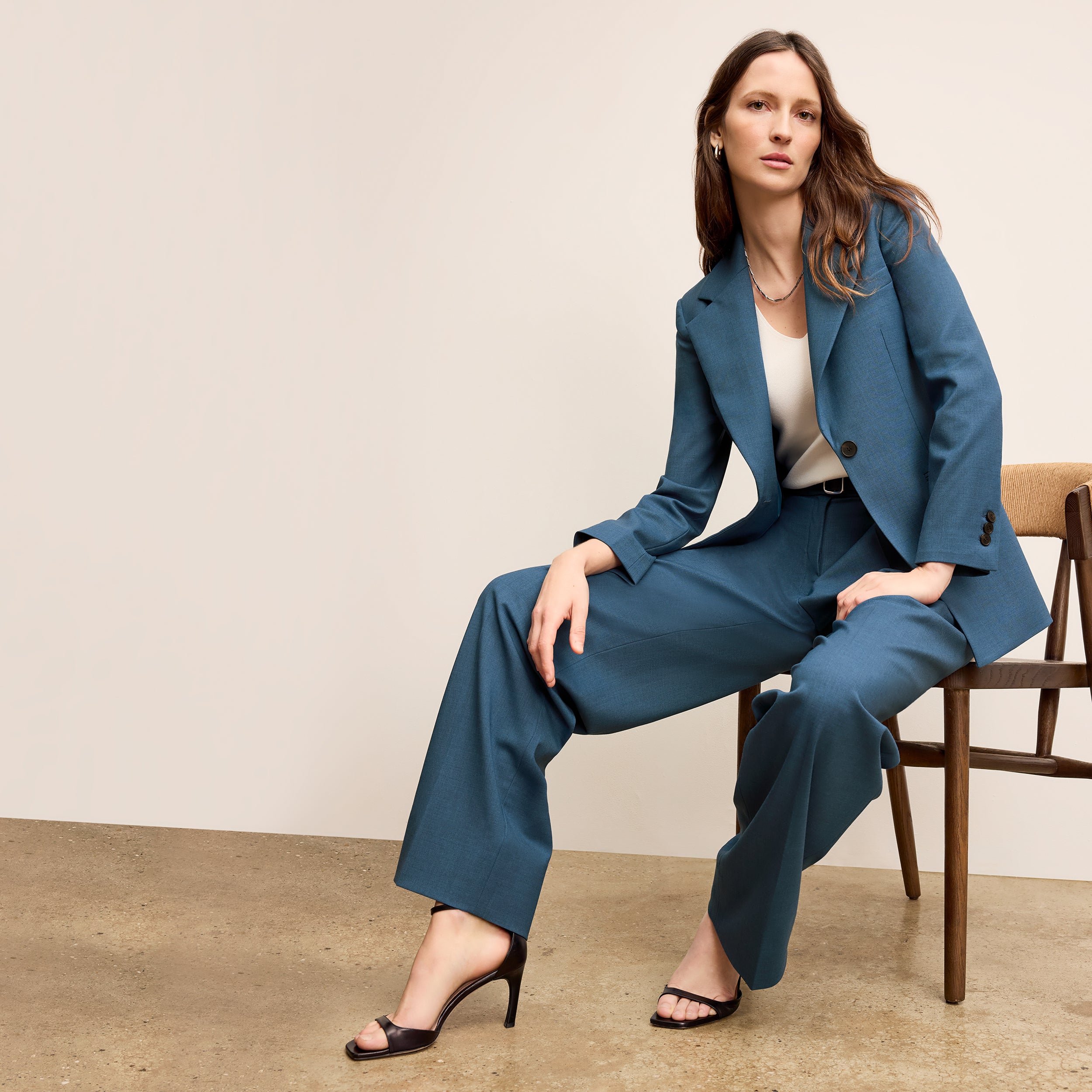 Rina Sculptural Pant - Washable Wool Twill Pants for Women | Bluebell | Perfect for Office Wear & Casual Outfits