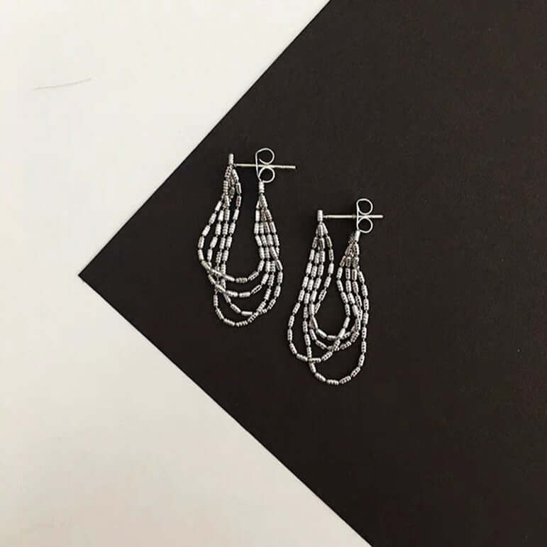 Elegant Gold and Silver Tassel Chain Drop Earrings QT2011 for Women | Fashion Dangle Earrings for Party, Wedding & Evening Occasions