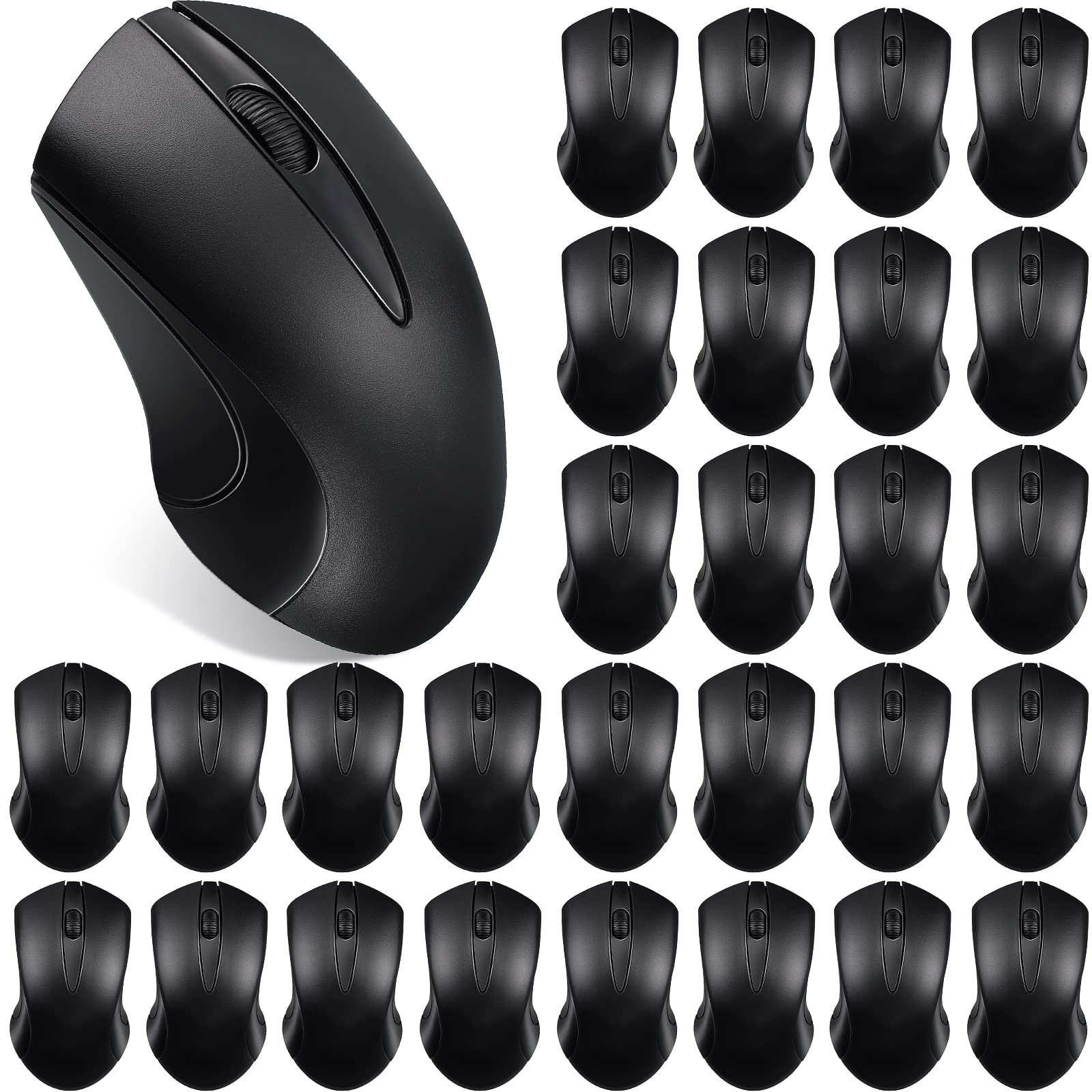 Hoteam 30 Pack Wireless Mouse Bulk - 1000DPI Ergonomic Computer Mouse with 3 Buttons, USB Receiver, Plug and Play for Laptop/PC/Desktop - Compatible with Windows 10/11, Mac OS - Ideal for Office Work, Gaming, Home Use & Business Bulk Purchasing (Black)