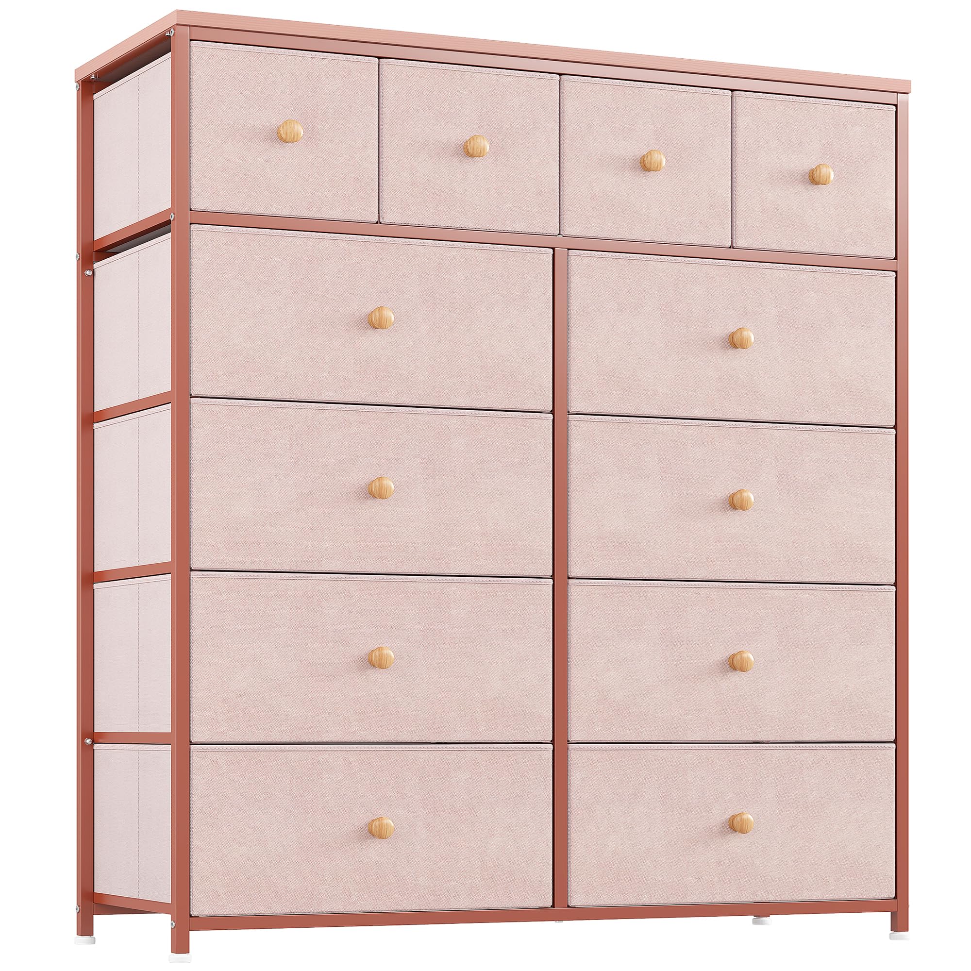 Pink Dresser for Girls Bedroom - 12 Drawer Storage Organizer with Sturdy Metal Frame & Wooden Top | Fabric Dresser & Chest for Nursery, Closet Organization | Perfect for Kids Room, Teen Bedroom & Dorm Storage