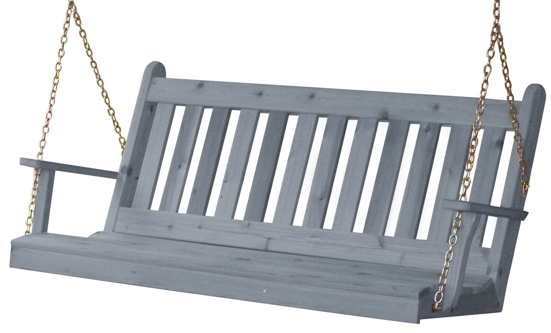 6ft Traditional English Cedar Wood Swing with Gray Stain - Outdoor Garden, Patio & Backyard Relaxation Furniture | Furniture Barn USA