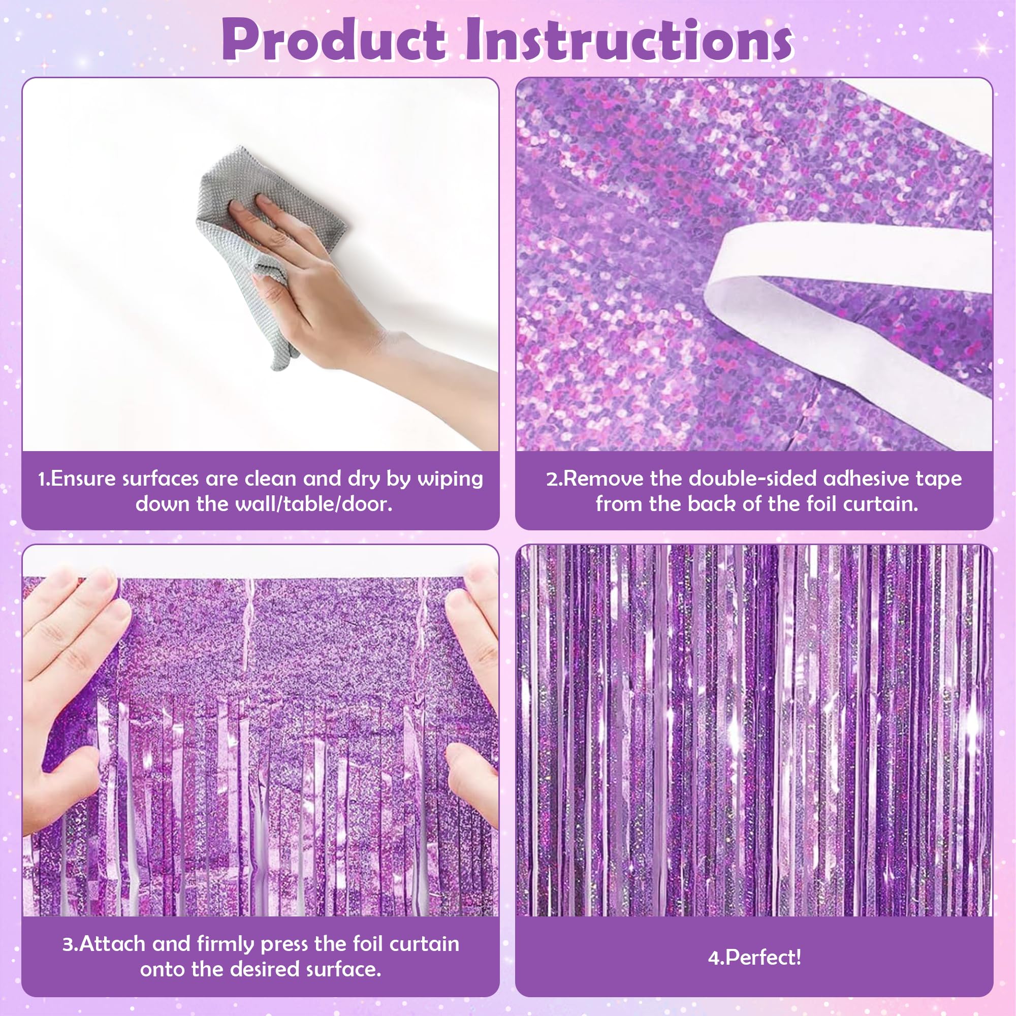 Pink Tinsel Curtain Party Backdrop - 2 Pack Glitter Streamers for Birthday Decorations, Princess Theme Party Supplies, Girls Sleepover Decor | Perfect for Birthday Parties, Baby Showers & Photo Backdrops