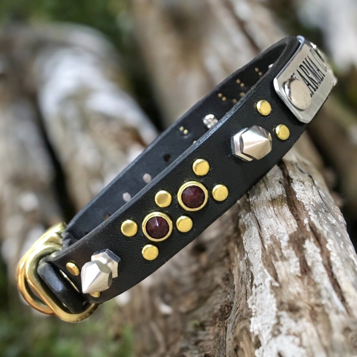 Little Jonnie Spikes Leather Dog Collar - Adjustable Studded Pet Collar for Small Medium Dogs - Stylish & Durable for Walking, Training, and Outdoor Adventures