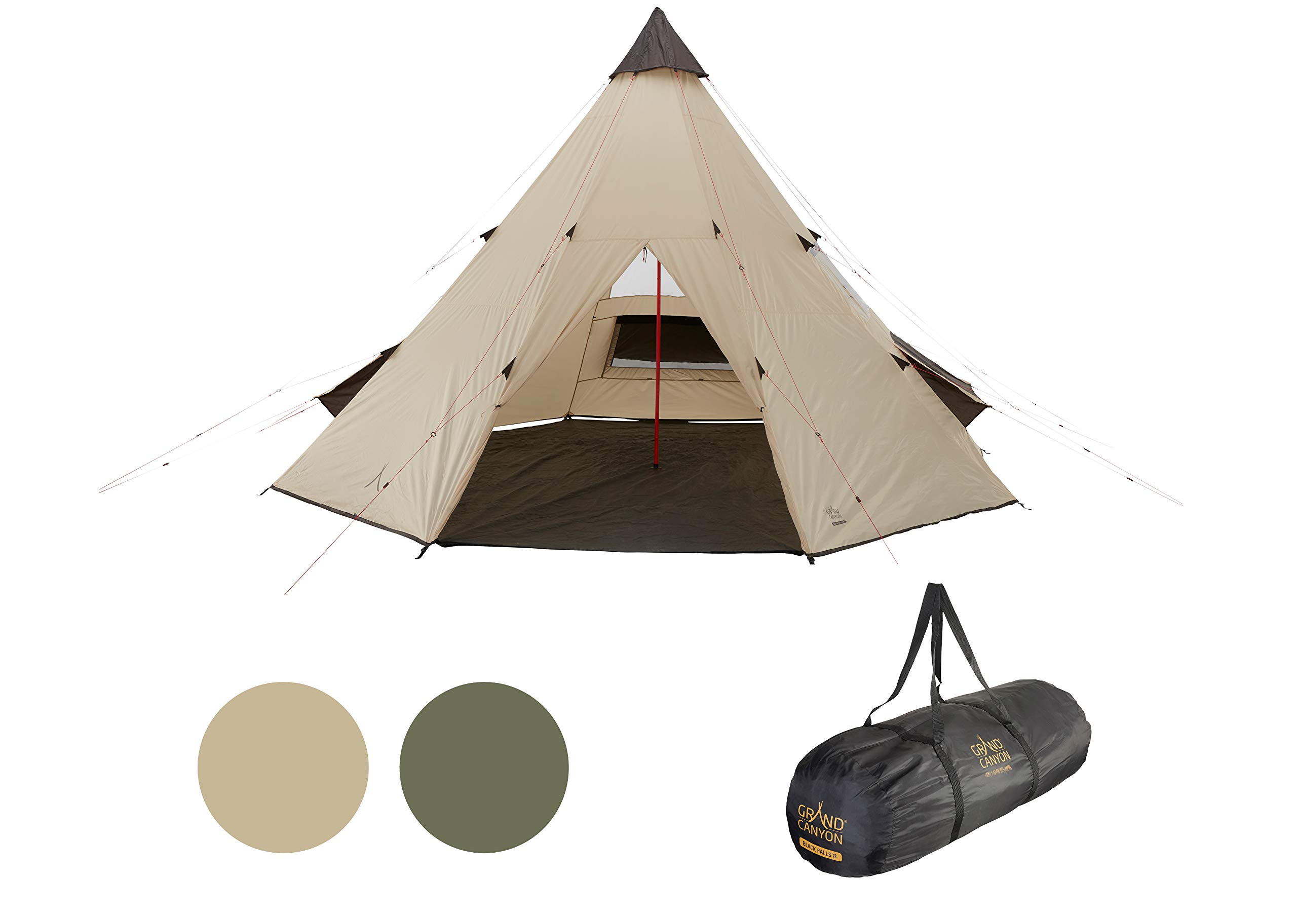 Grand Canyon Tents Black Falls 8-Person Camping Tent - Waterproof & Windproof for Outdoor Adventures, Hiking, and Family Camping Trips