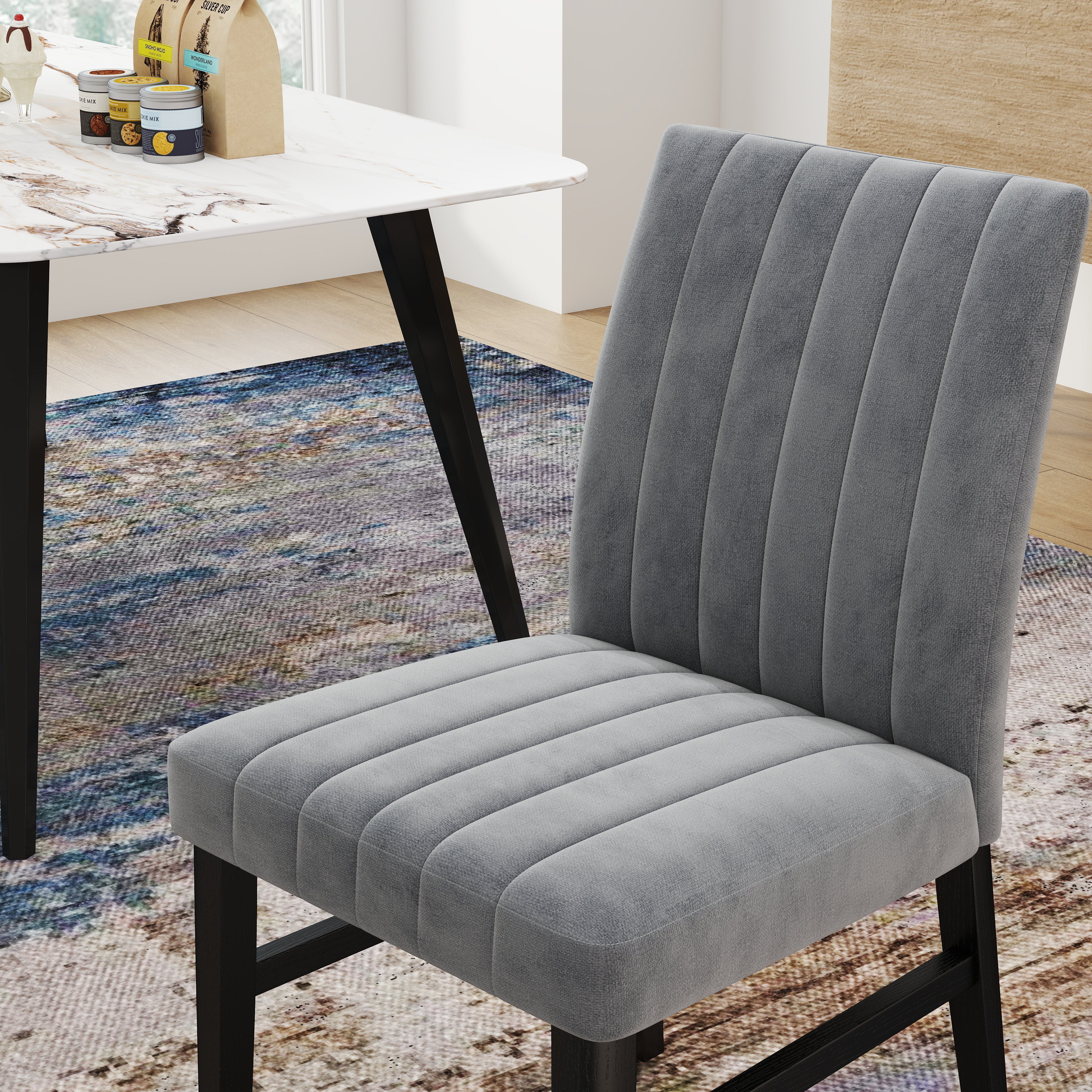 Roundhill Furniture Wendell Contemporary Upholstered Dining Chairs Set of 2 - Modern Kitchen & Dining Room Seating for Home & Restaurant Use
