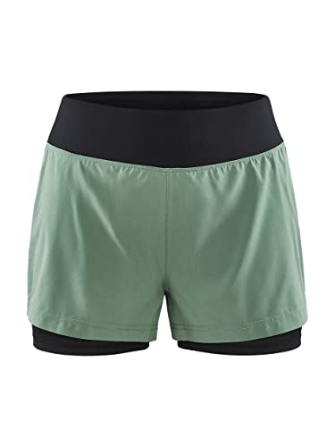 Craft Sportswear Women's ADV Essence 2-in-1 Running Shorts with Built-in Inner Tights - Perfect for Yoga, Gym & Outdoor Workouts | High-Performance Athletic Wear for Active Lifestyles