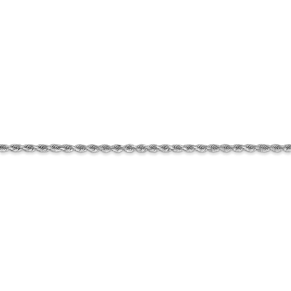 14K White Gold Diamond Cut Rope Anklet Bracelet - 1.8mm Thin Chain with Secure Lobster Clasp - Elegant Ankle Jewelry for Women, Perfect for Beach, Party & Everyday Wear