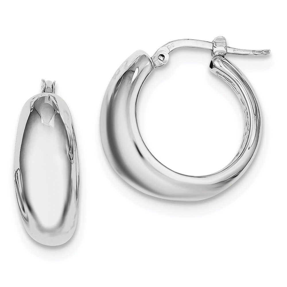 Sterling Silver Polished Rhodium Plated Hollow Hoop Earrings for Women - Lightweight & Hypoallergenic Jewelry - Perfect for Everyday Wear, Parties & Gifts
