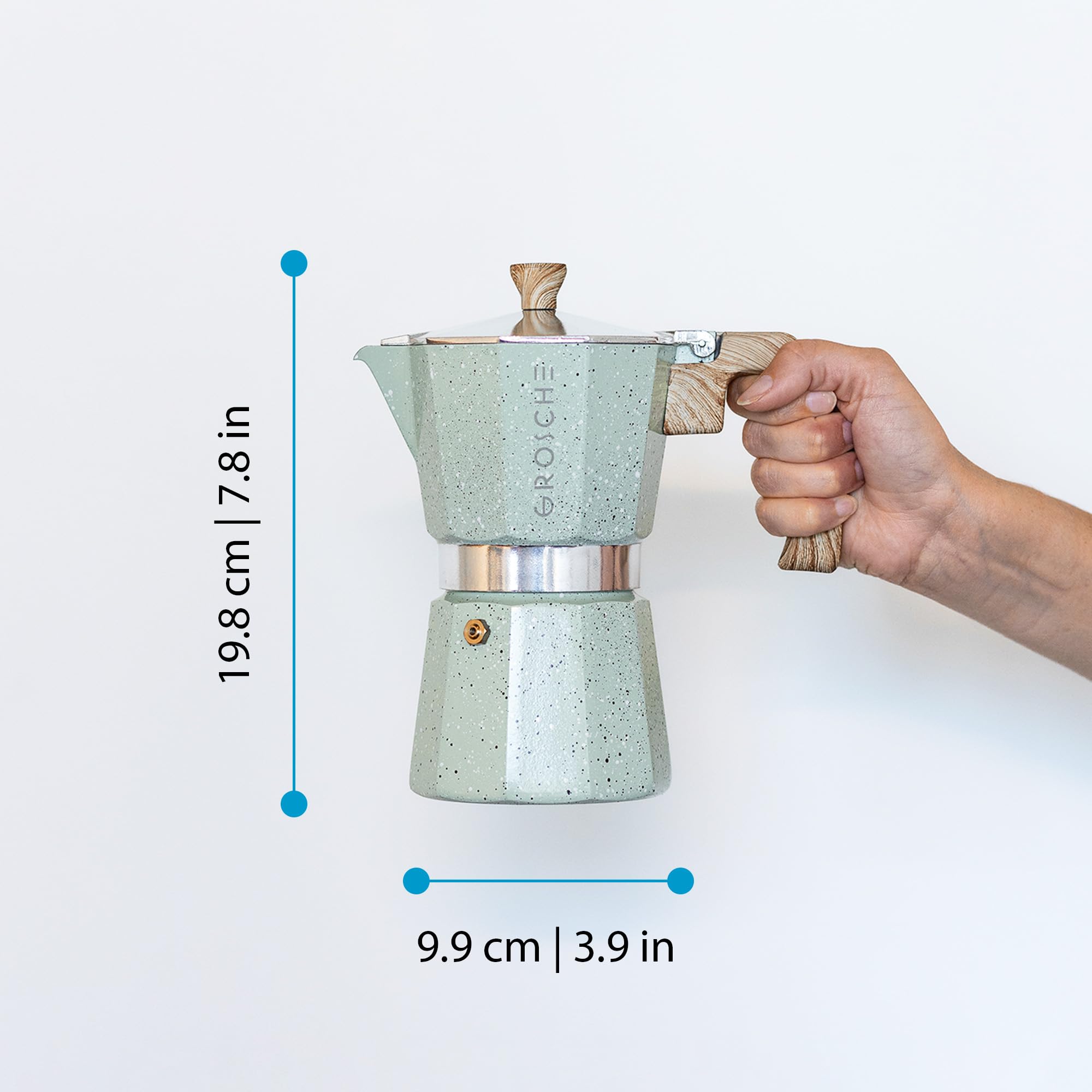 GROSCHE Milano Moka Pot - 6 Cup Stovetop Espresso Maker & Coffee Percolator in Mint Green | Perfect for Home Brewing, Camping & Italian-Style Coffee