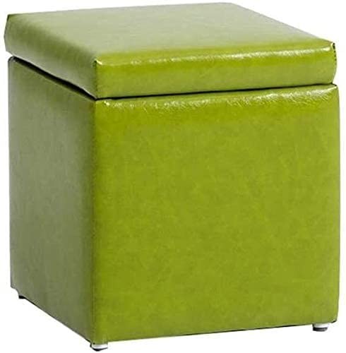 PU Leather Ottoman Storage Bench with Lift Top - Shoe Storage Stool, Footrest for Living Room, Hallway & Bedroom - Green Storage Ottoman for Shoes, Blankets & Home Decor