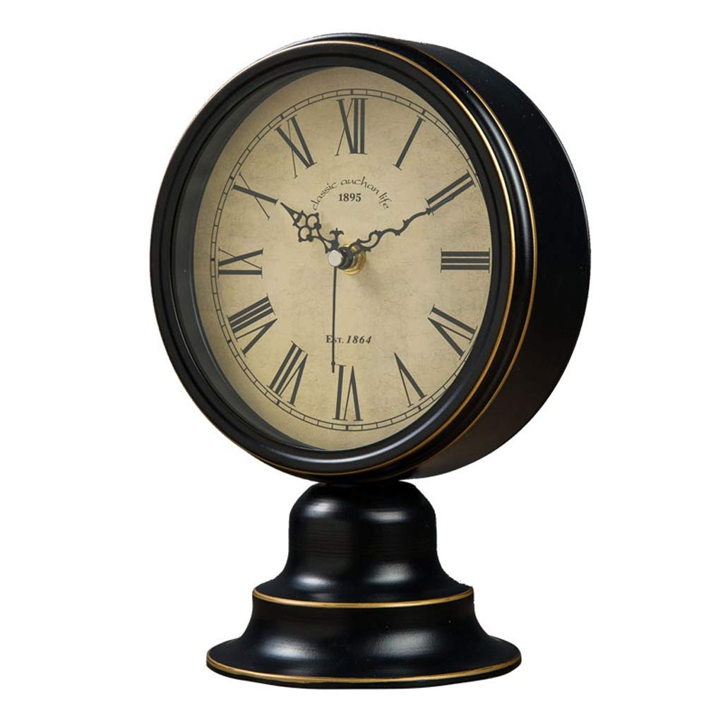 Vintage Wrought Iron Alarm Clock - Silent European Style Table Clock for Home & Office Decor - Old-Fashioned Nostalgic Desk Clock (Color A) | Perfect for Bedroom, Living Room & Office Use
