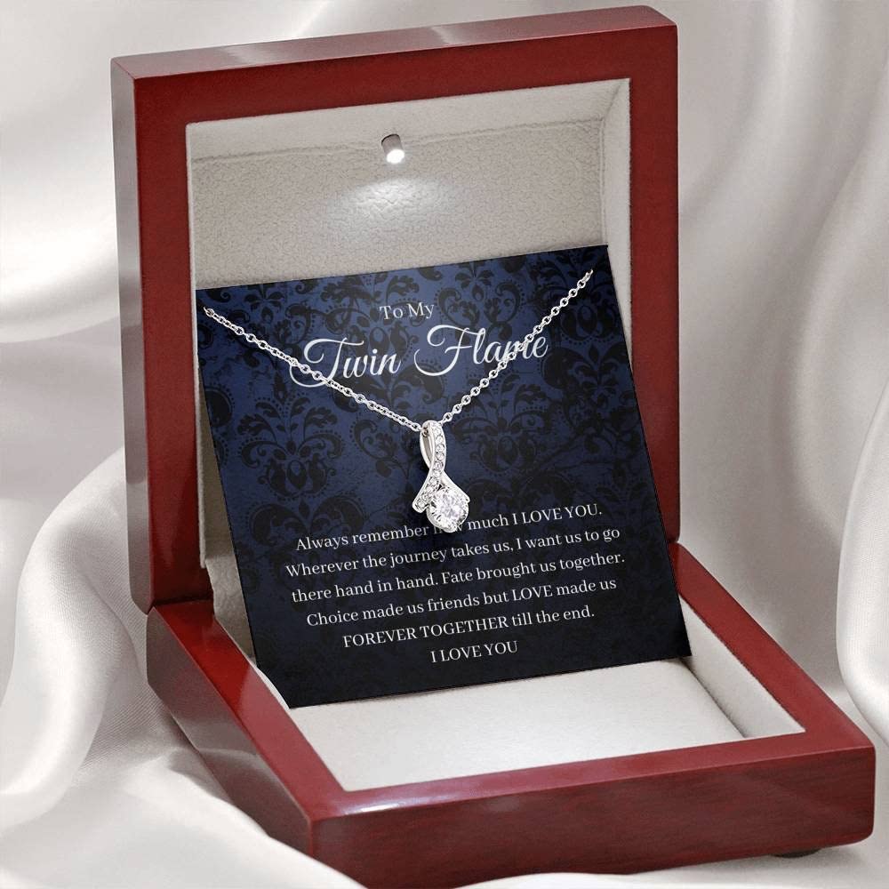 Twin Flame Necklace Gift for Girlfriend - Spiritual Jewelry with Card & Box for Soulmates