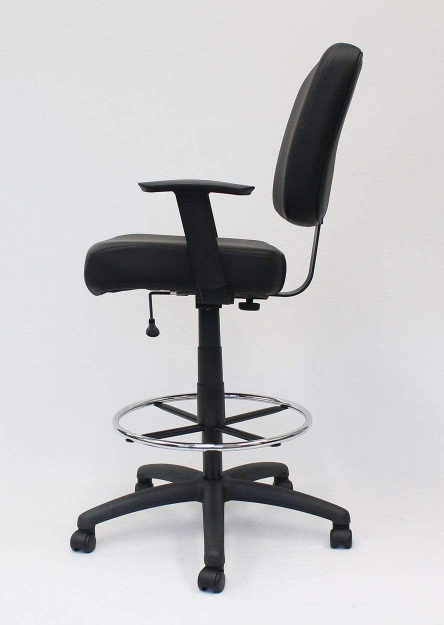 Boss Oversized Drafting Stool [B1681 BK] - Adjustable Height Bar Stool for Office, Kitchen Island & Industrial Workspaces - Ergonomic Drafting Chair with Footrest for Architects, Artists & Designers