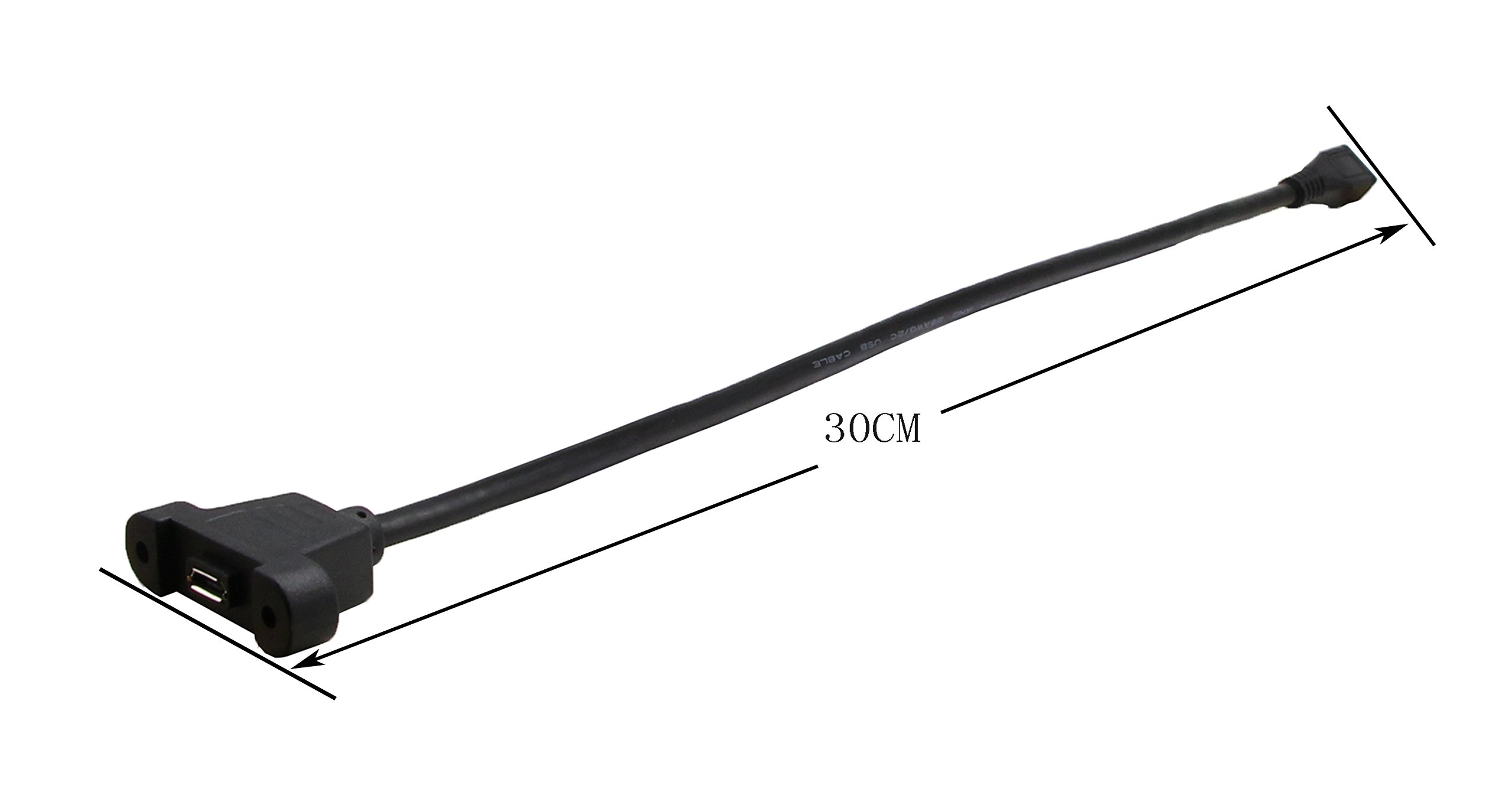 30cm Micro USB Panel Mount Cable - Male to Female Screw Mount Extension for Sync Charging & Data Transfer - Ideal for Car Audio, Industrial Control Panels & DIY Electronics Installations