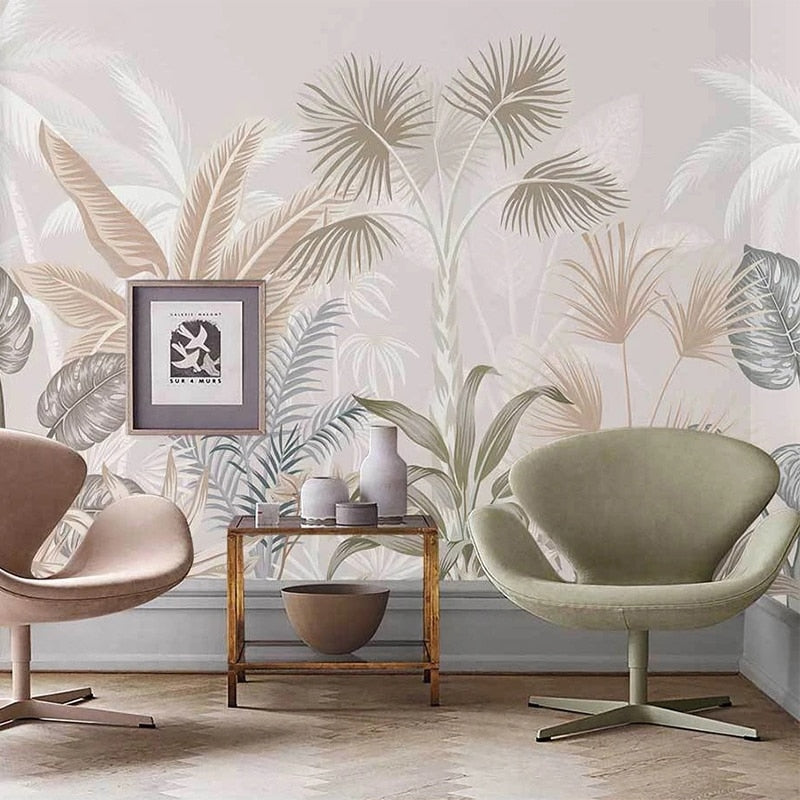 3D Tropical Plants Wallpaper Murals - Realistic Jungle & Botanical Wall Decor for Living Room, Bedroom & Office